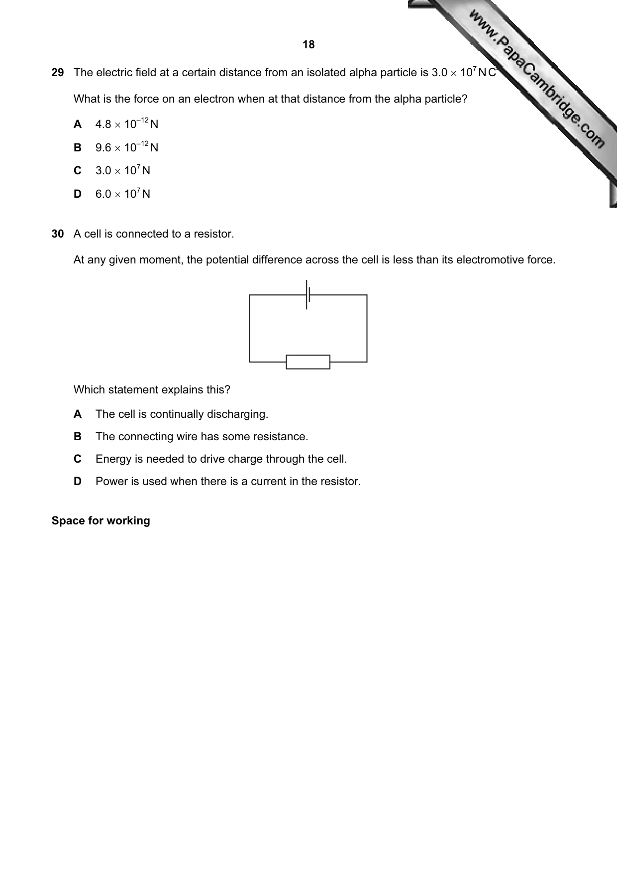 Cambridge A Level Physics 9702 2009 Oct/Nov Paper 1 · Variant 1 question paper, page 18 of 24