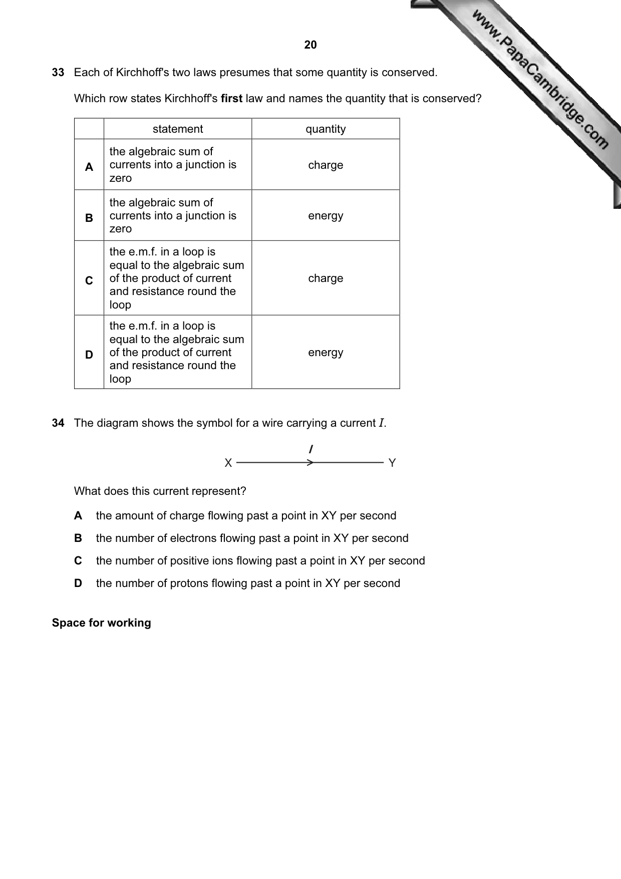 Cambridge A Level Physics 9702 2009 Oct/Nov Paper 1 · Variant 1 question paper, page 20 of 24
