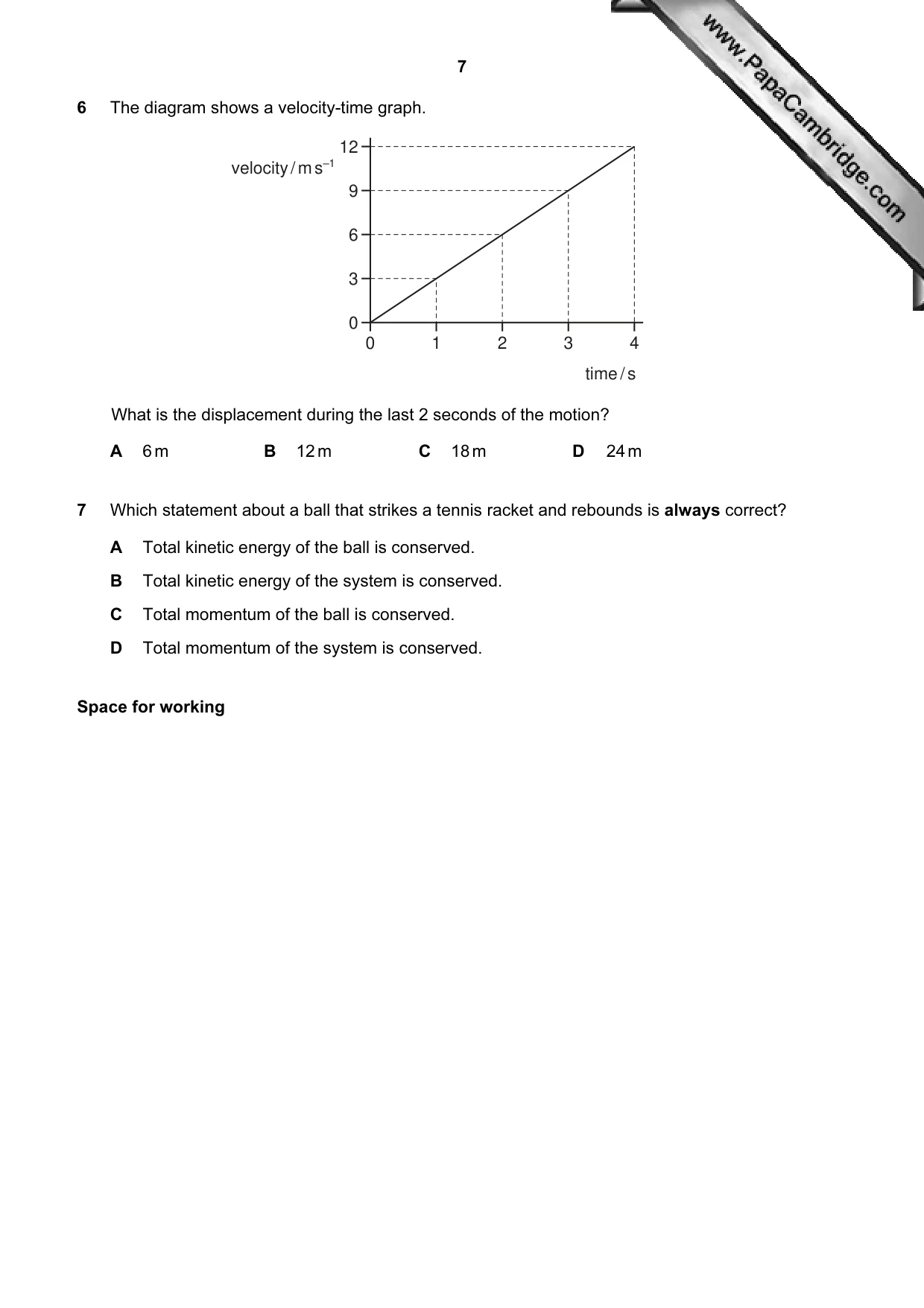 Cambridge A Level Physics 9702 2009 Oct/Nov Paper 1 · Variant 2 question paper, page 7 of 24