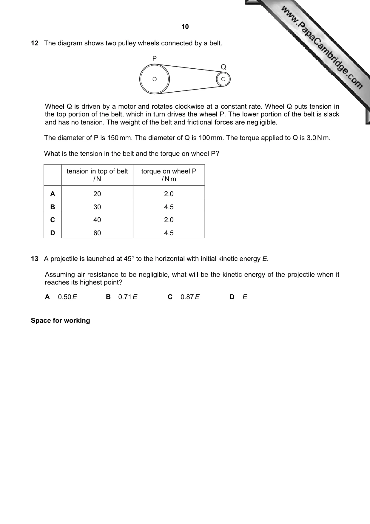 Cambridge A Level Physics 9702 2009 Oct/Nov Paper 1 · Variant 2 question paper, page 10 of 24