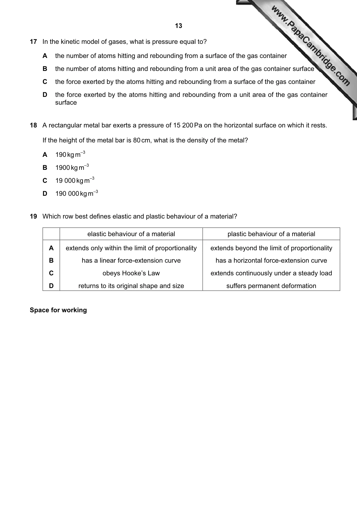 Cambridge A Level Physics 9702 2009 Oct/Nov Paper 1 · Variant 2 question paper, page 13 of 24