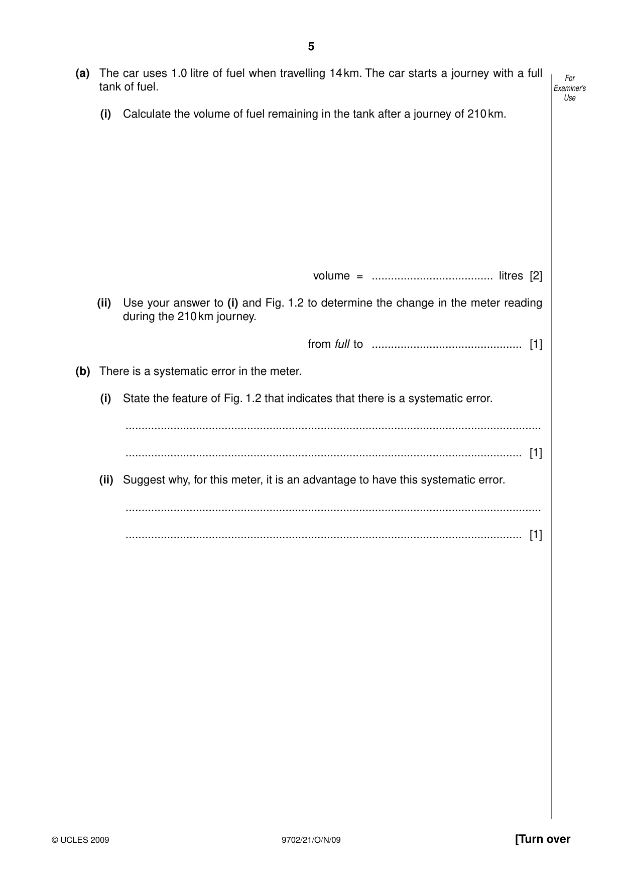 Cambridge A Level Physics 9702 2009 Oct/Nov Paper 2 · Variant 1 question paper, page 5 of 16