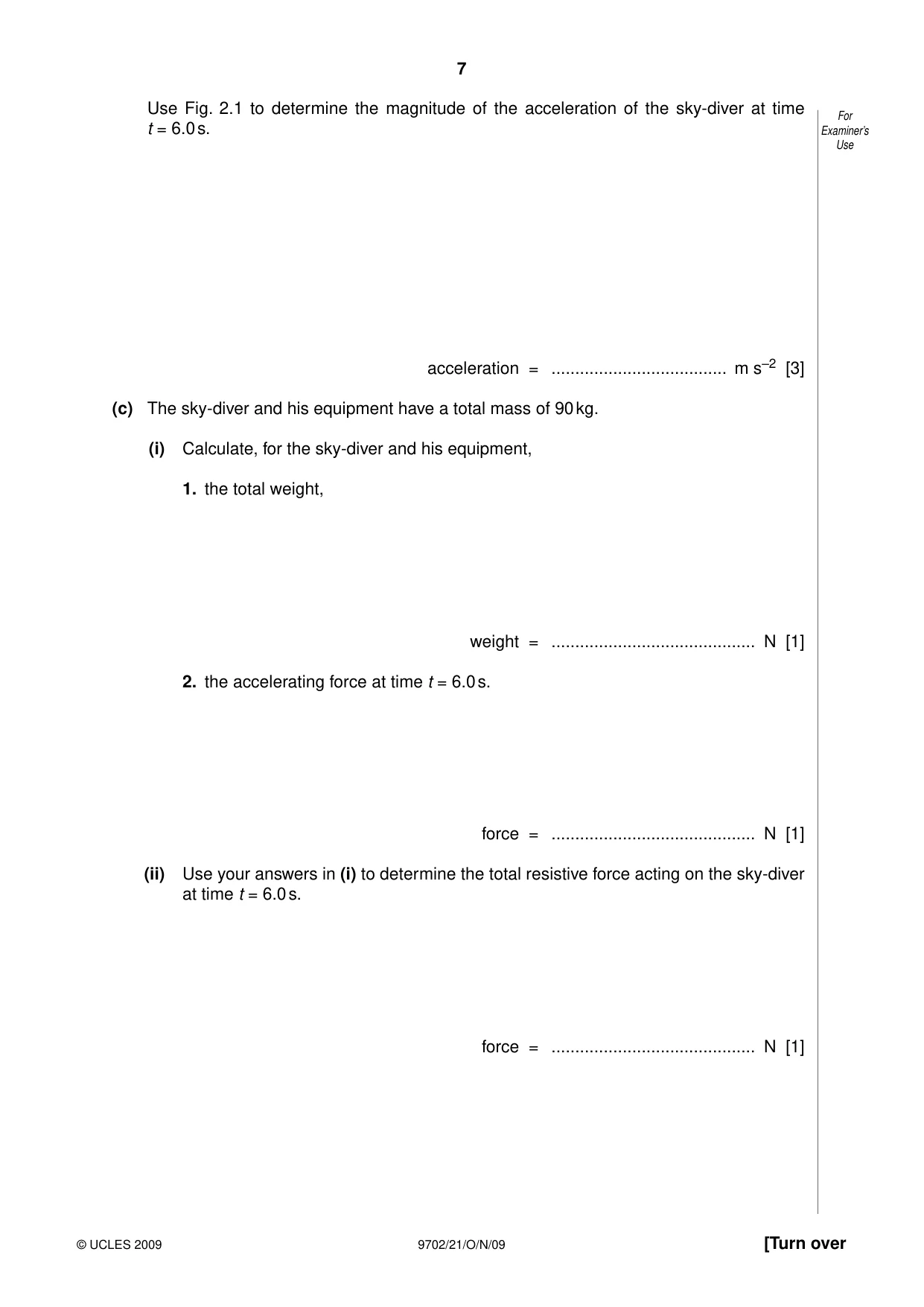 Cambridge A Level Physics 9702 2009 Oct/Nov Paper 2 · Variant 1 question paper, page 7 of 16