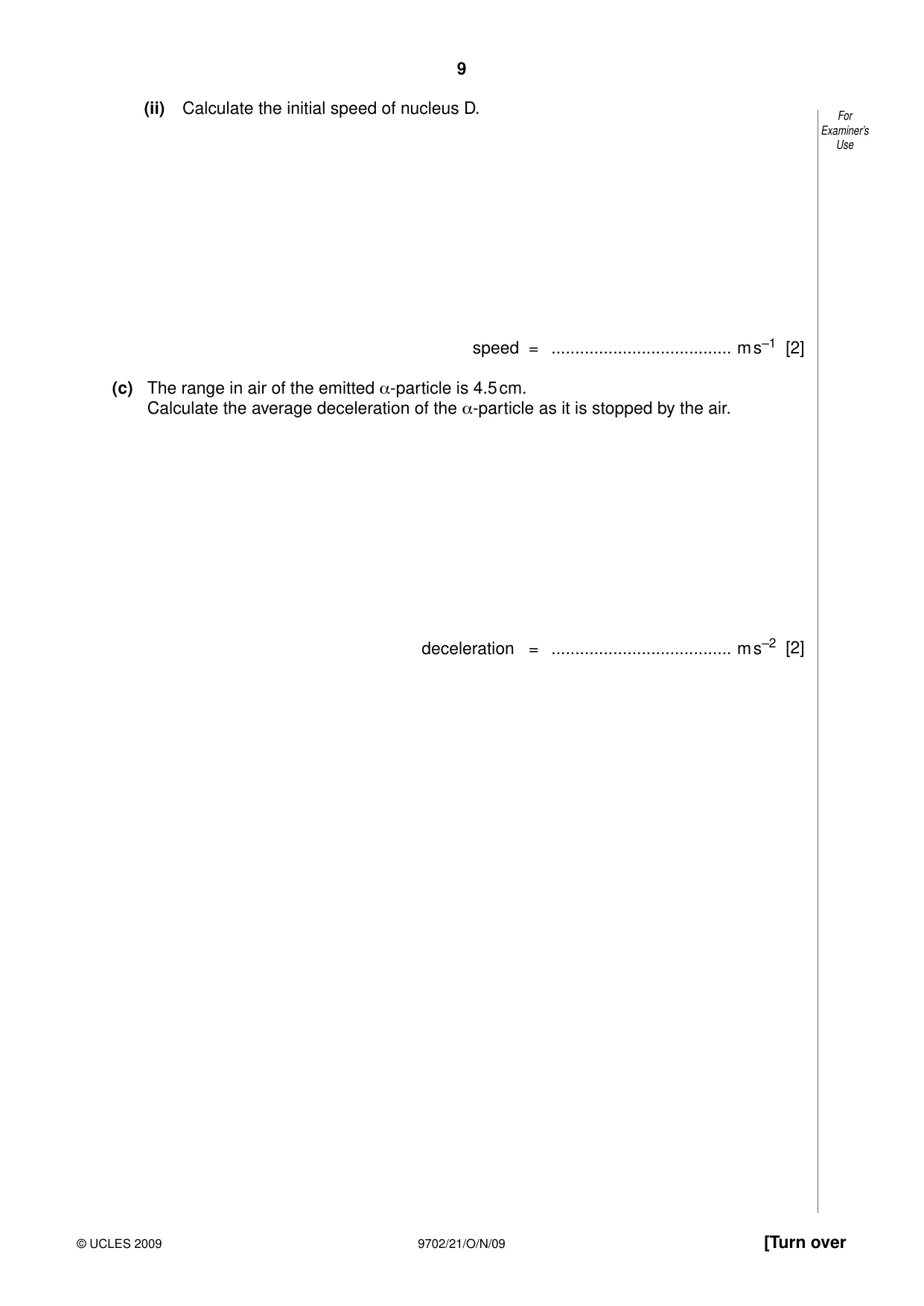 Cambridge A Level Physics 9702 2009 Oct/Nov Paper 2 · Variant 1 question paper, page 9 of 16