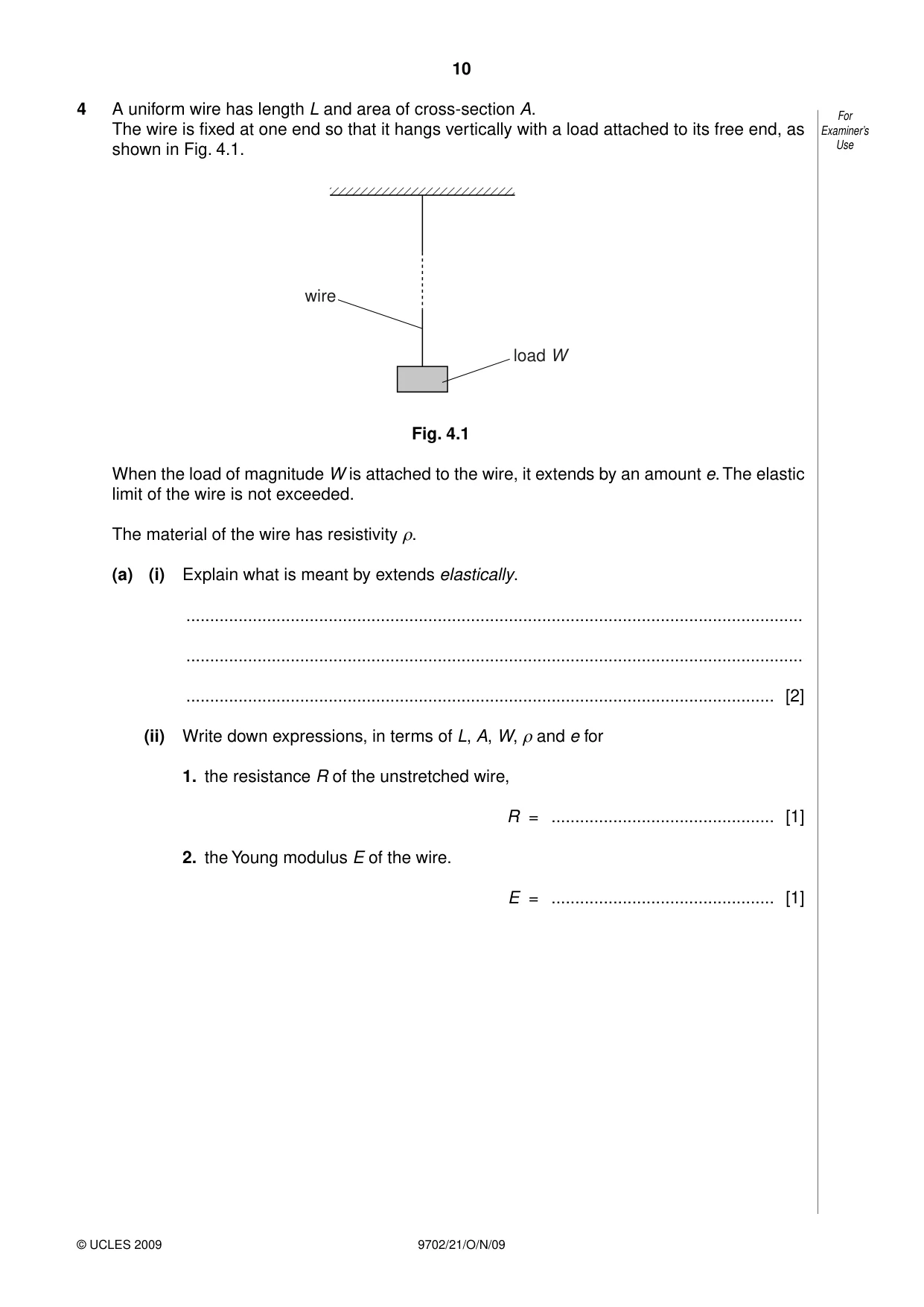 Cambridge A Level Physics 9702 2009 Oct/Nov Paper 2 · Variant 1 question paper, page 10 of 16