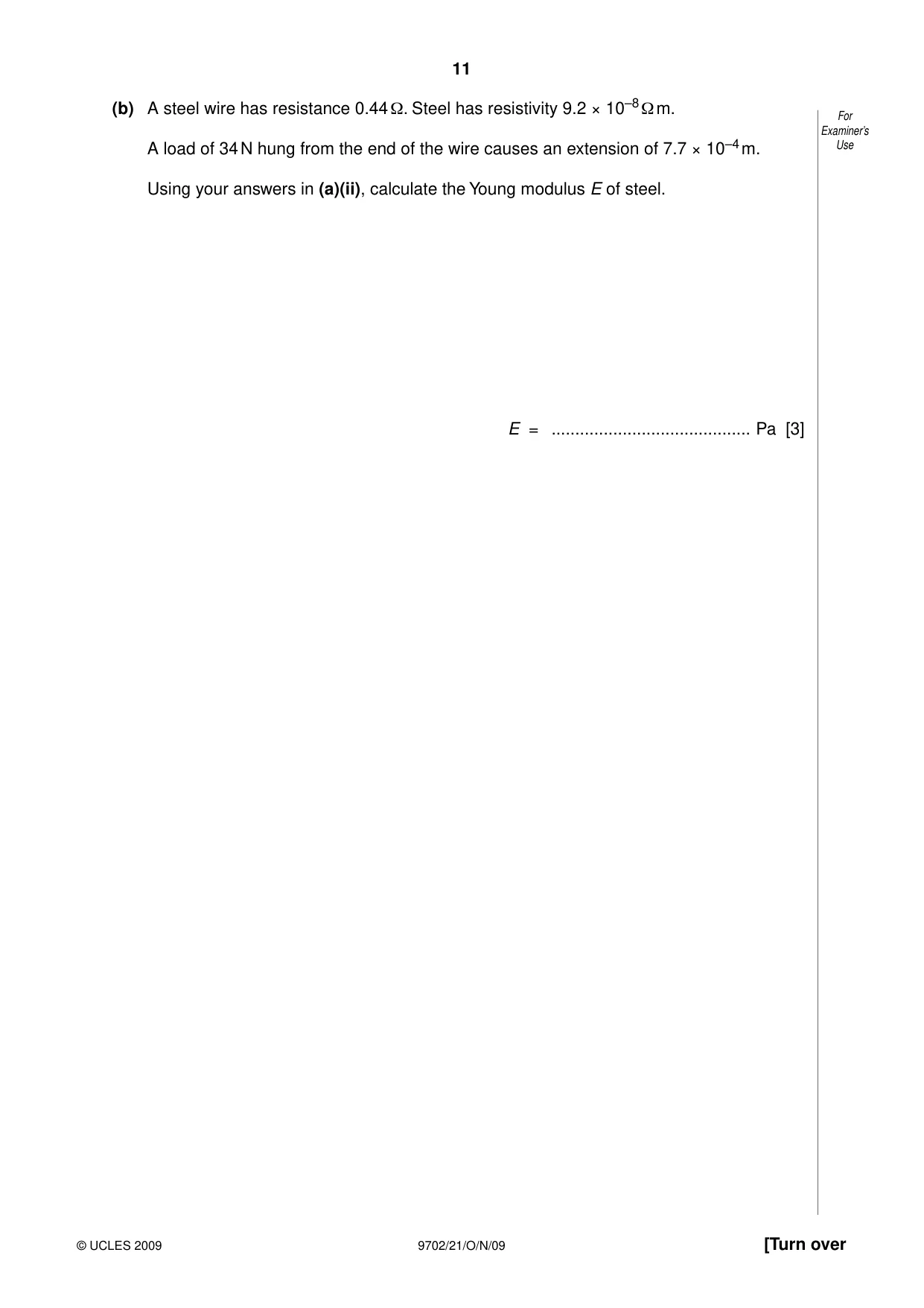 Cambridge A Level Physics 9702 2009 Oct/Nov Paper 2 · Variant 1 question paper, page 11 of 16