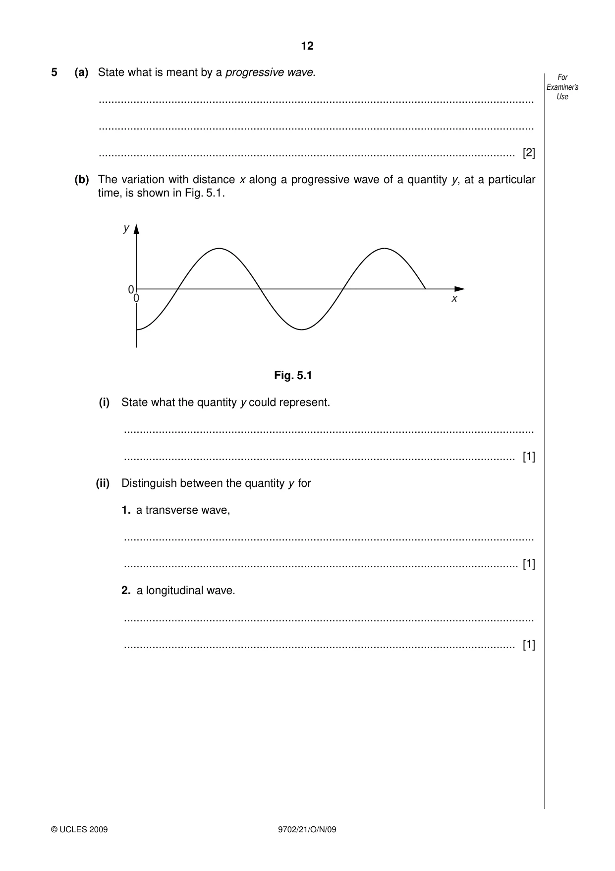 Cambridge A Level Physics 9702 2009 Oct/Nov Paper 2 · Variant 1 question paper, page 12 of 16