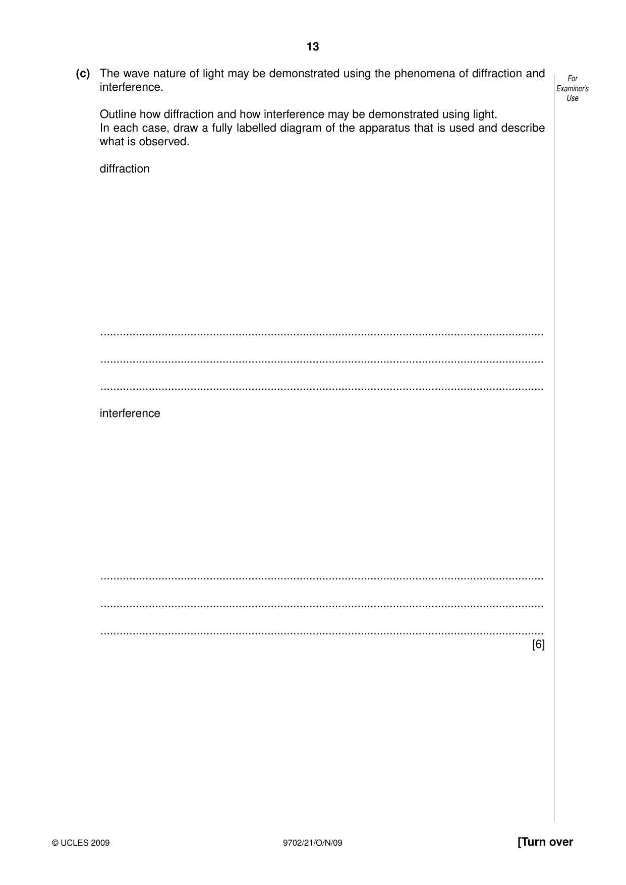 Cambridge A Level Physics 9702 2009 Oct/Nov Paper 2 · Variant 1 question paper, page 13 of 16