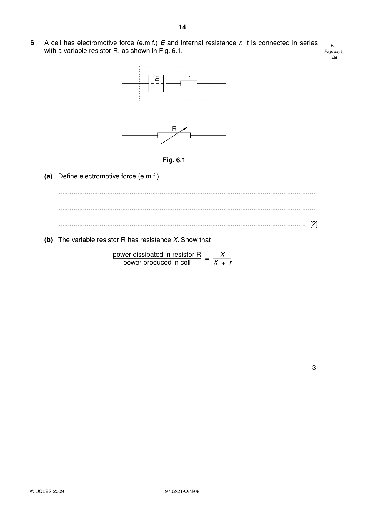 Cambridge A Level Physics 9702 2009 Oct/Nov Paper 2 · Variant 1 question paper, page 14 of 16