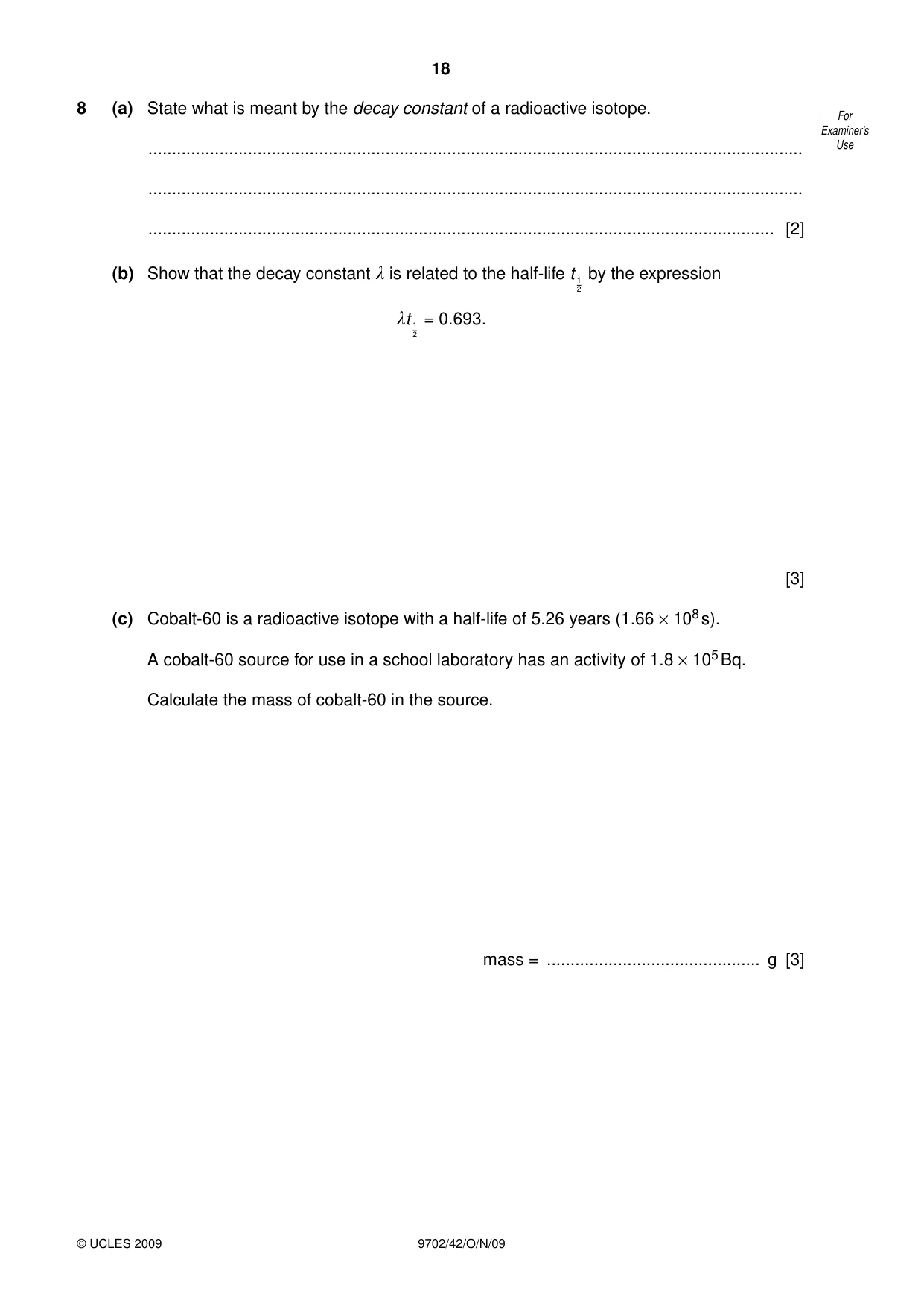 Cambridge A Level Physics 9702 2009 Oct/Nov Paper 4 · Variant 2 question paper, page 18 of 28