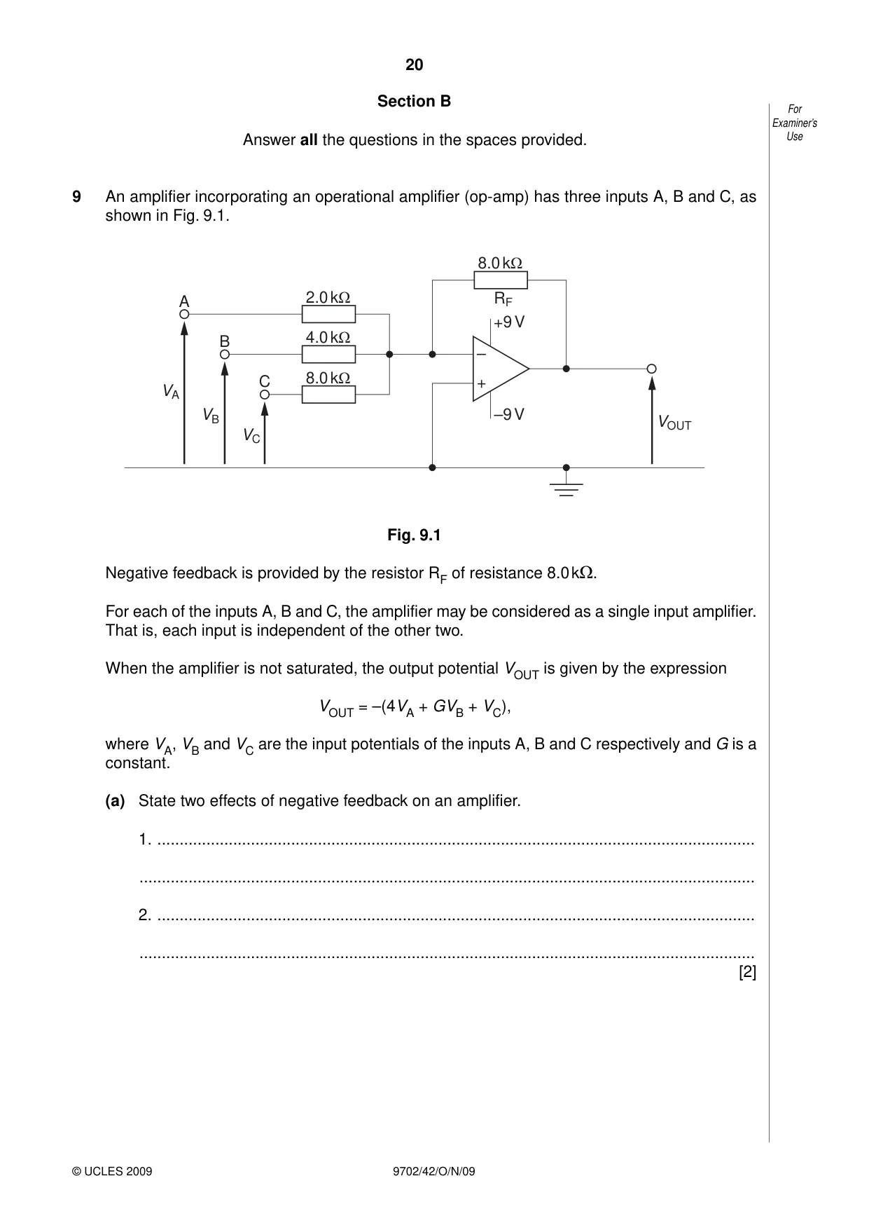 Cambridge A Level Physics 9702 2009 Oct/Nov Paper 4 · Variant 2 question paper, page 20 of 28