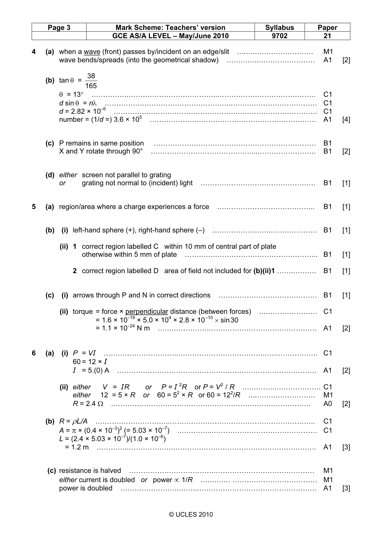 Mark scheme, page 3 of 4