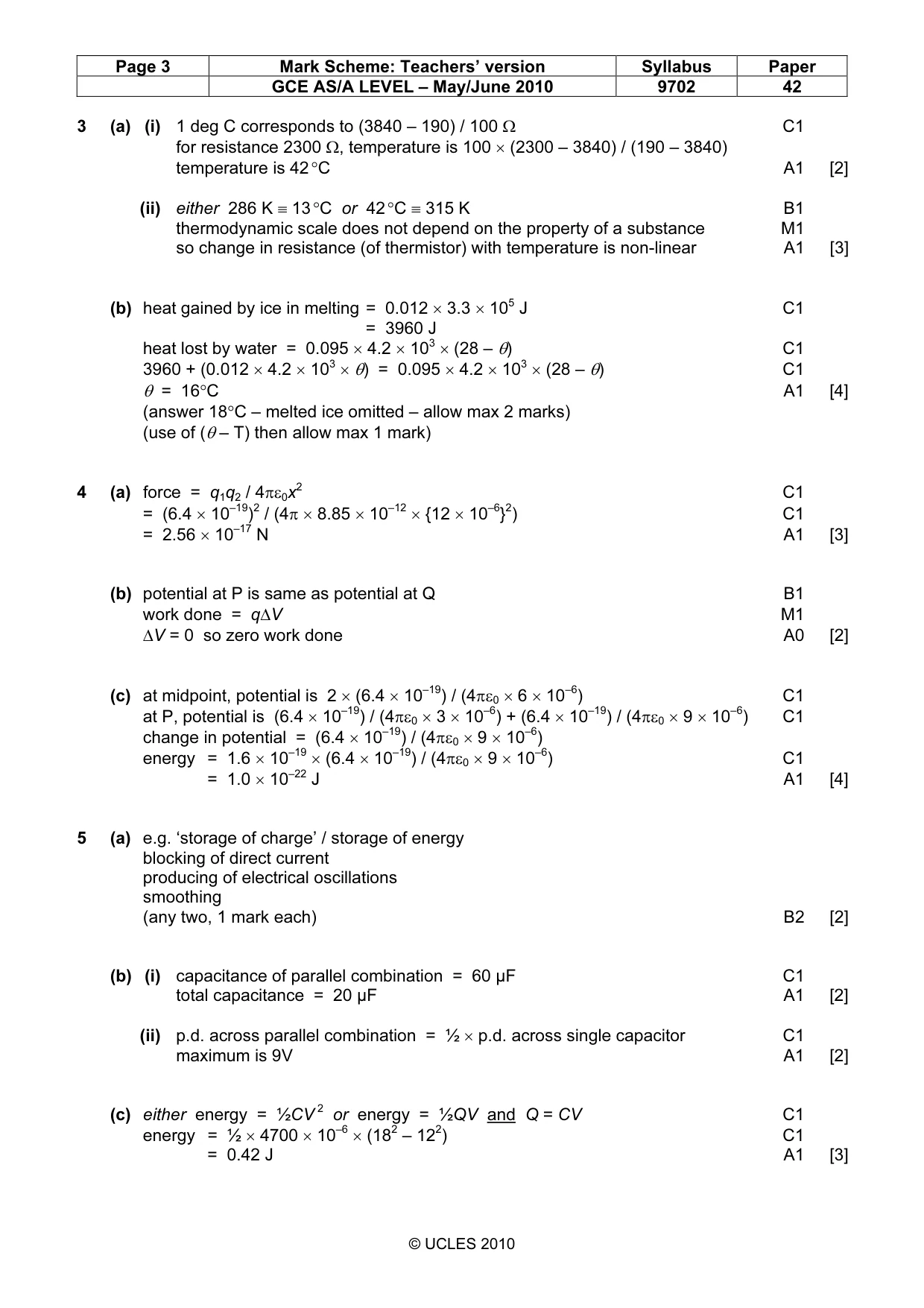 Mark scheme, page 3 of 6