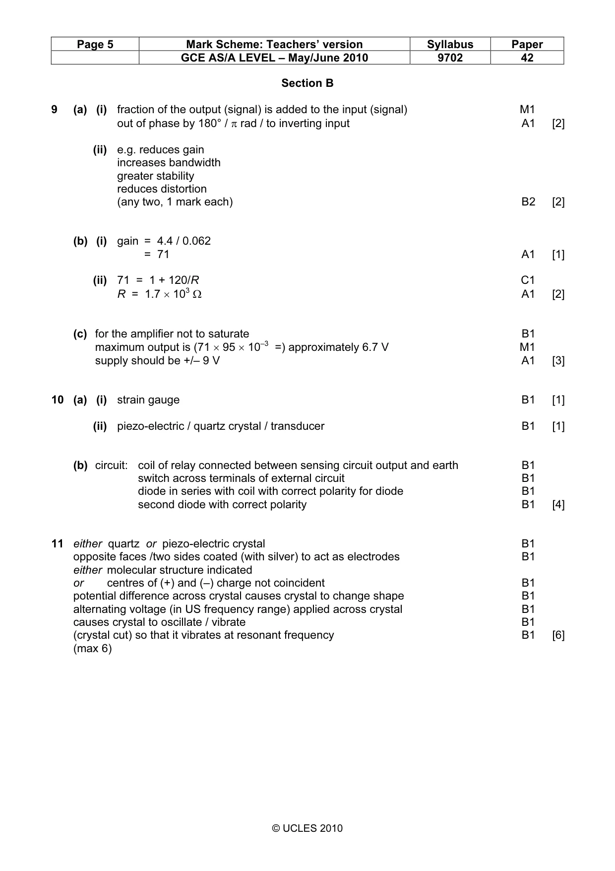 Mark scheme, page 5 of 6