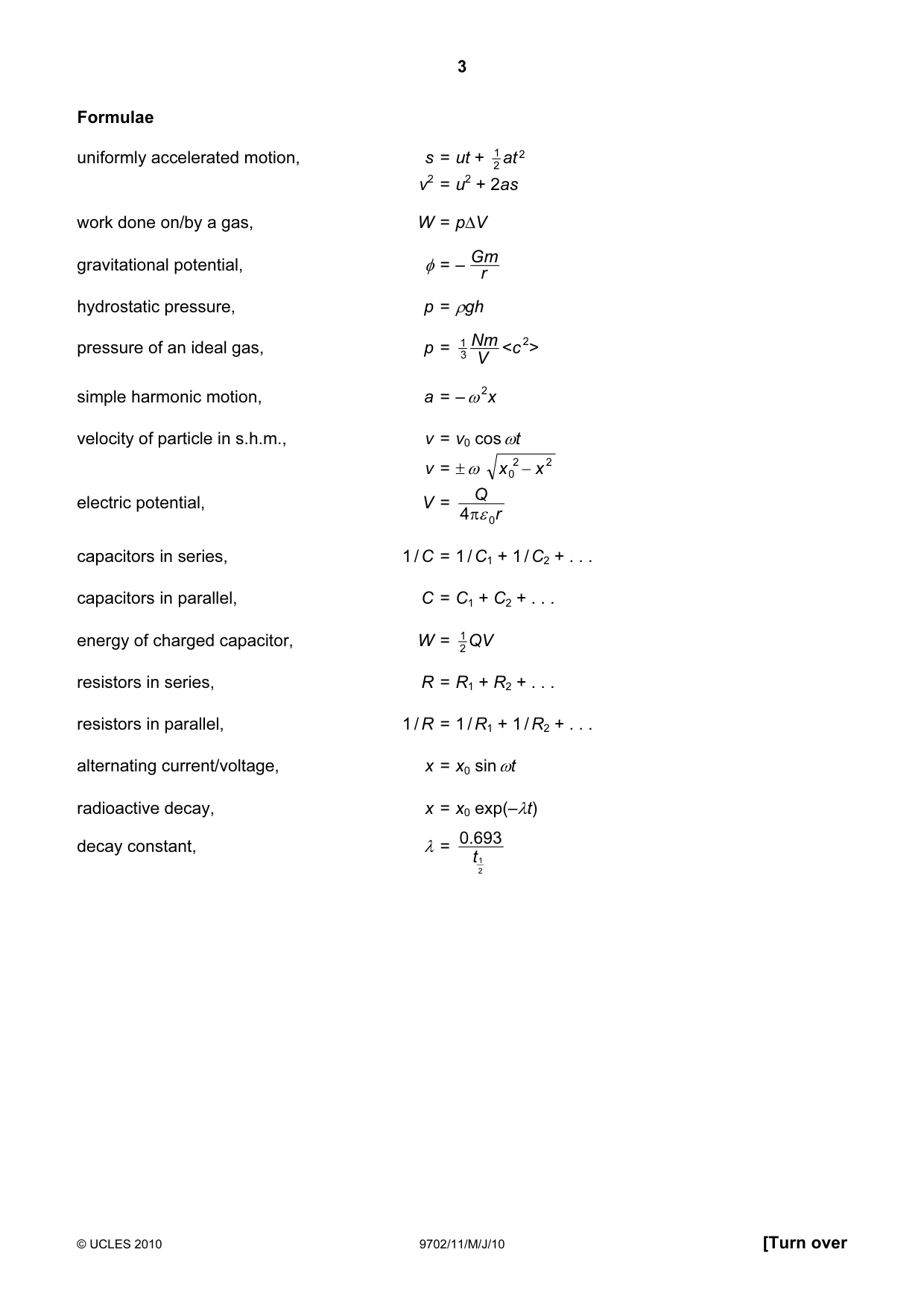 Cambridge A Level Physics 9702 2010 May/June Paper 1 · Variant 1 question paper, page 3 of 24