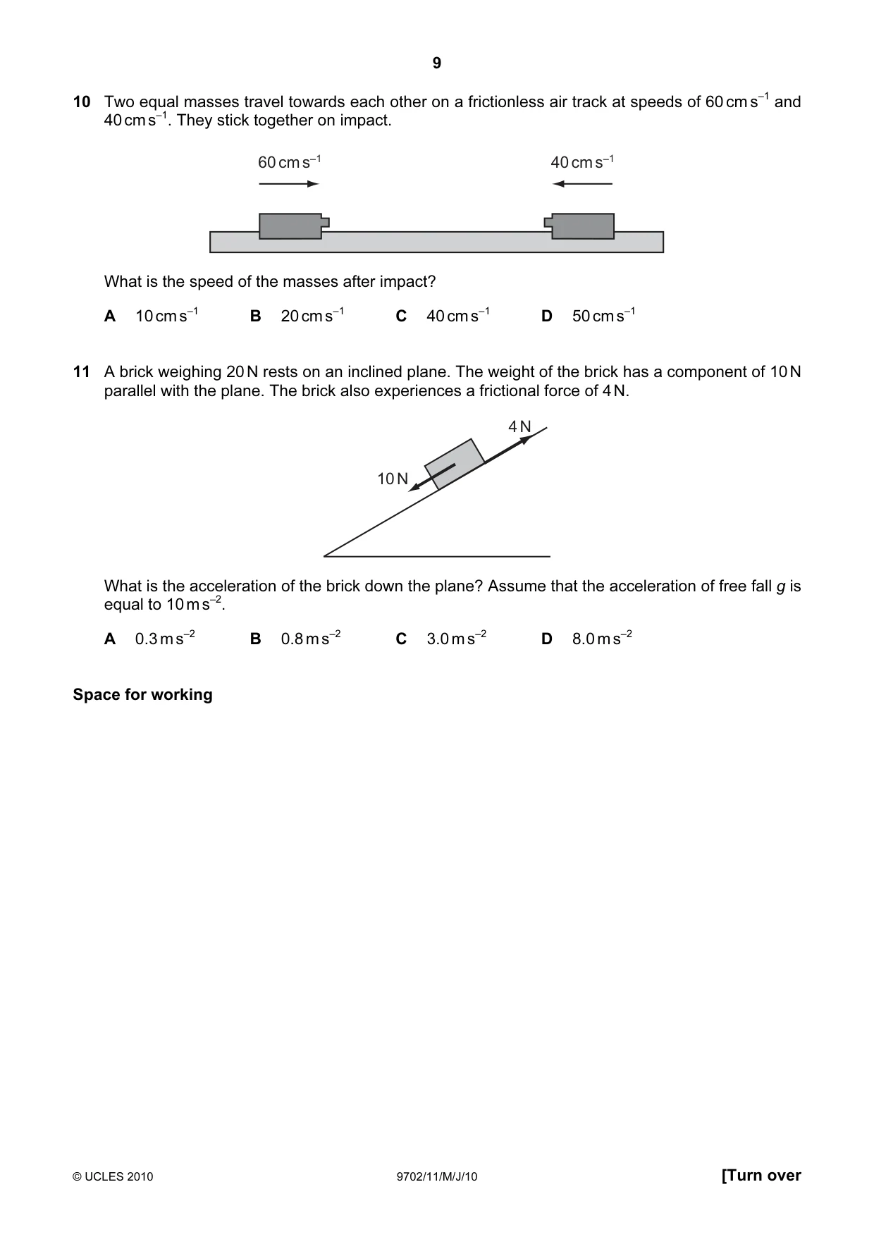 Cambridge A Level Physics 9702 2010 May/June Paper 1 · Variant 1 question paper, page 9 of 24