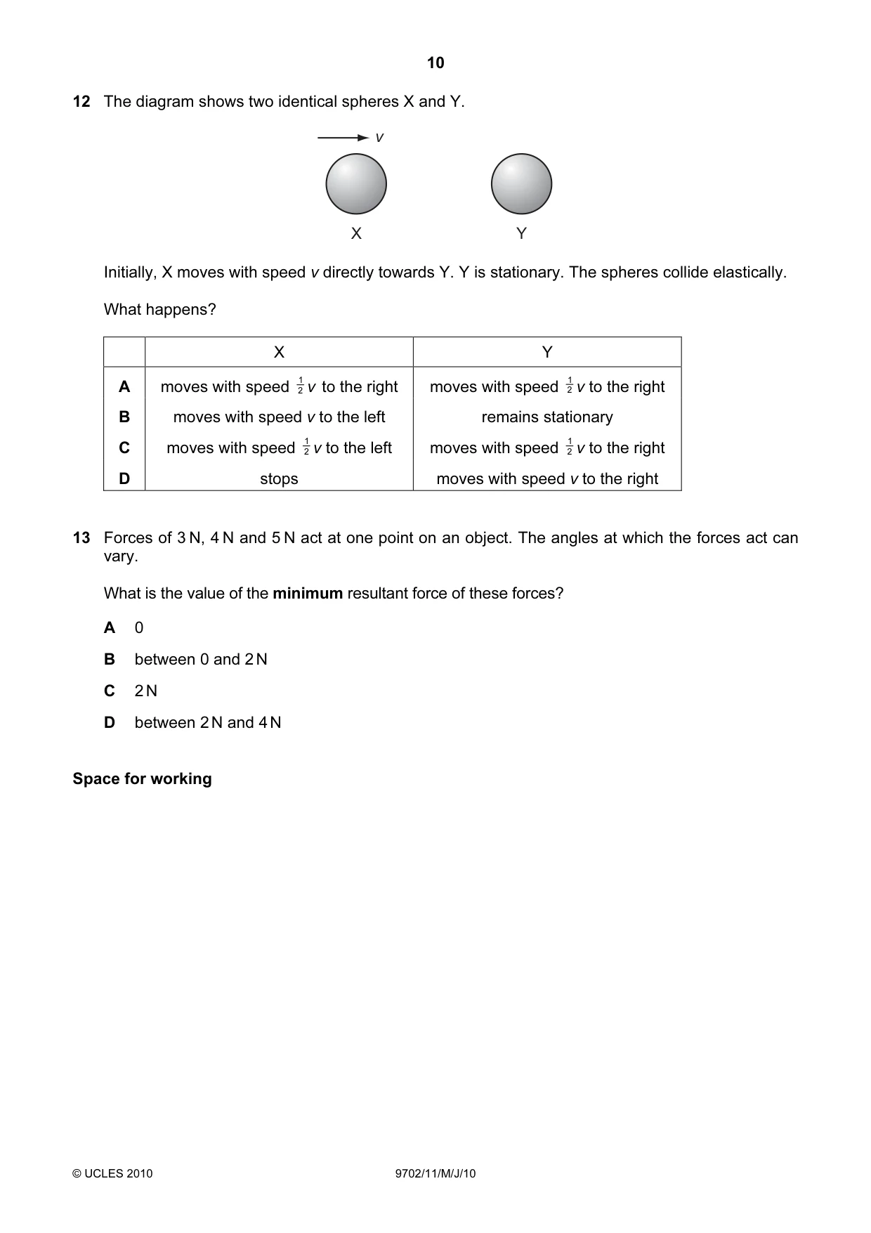 Cambridge A Level Physics 9702 2010 May/June Paper 1 · Variant 1 question paper, page 10 of 24