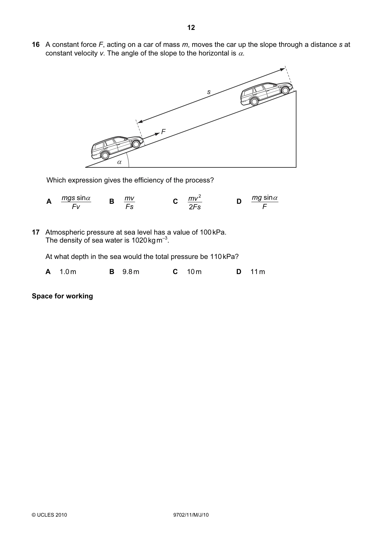 Cambridge A Level Physics 9702 2010 May/June Paper 1 · Variant 1 question paper, page 12 of 24