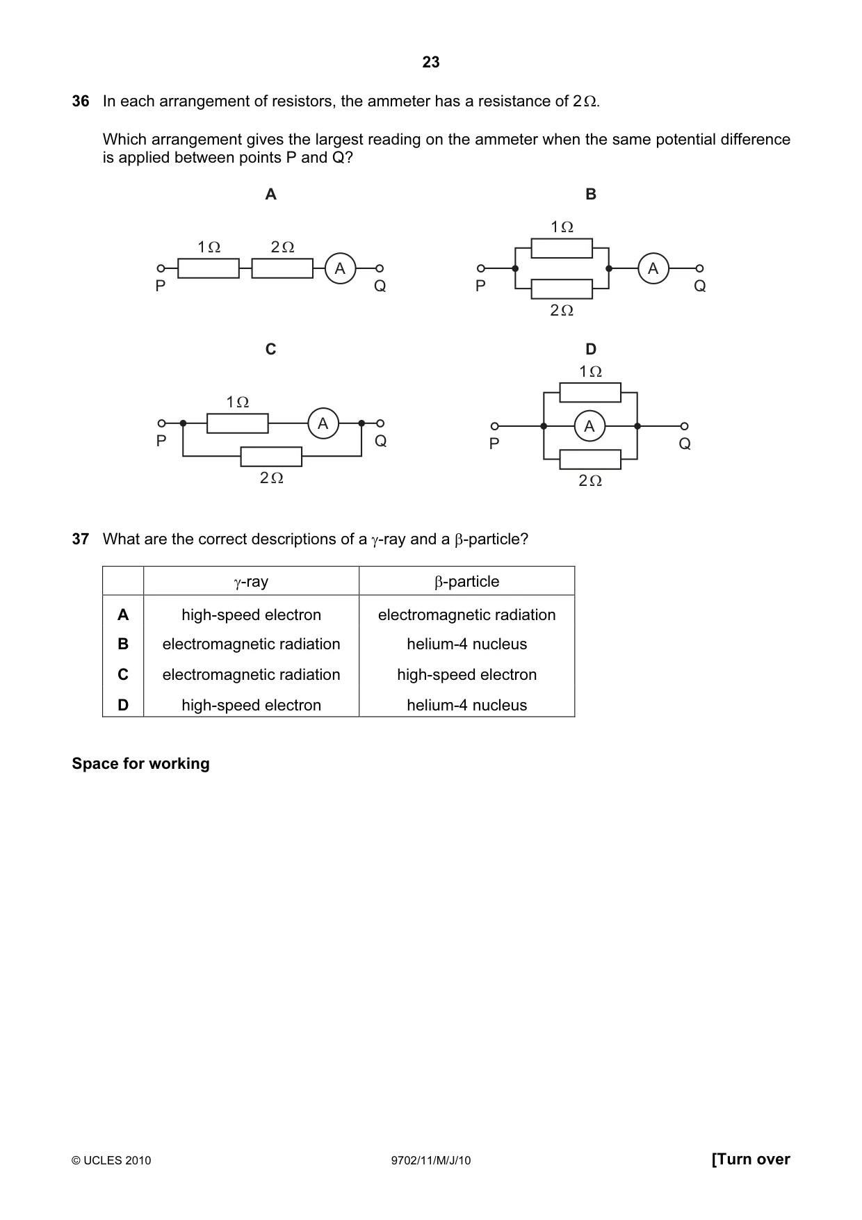 Cambridge A Level Physics 9702 2010 May/June Paper 1 · Variant 1 question paper, page 23 of 24