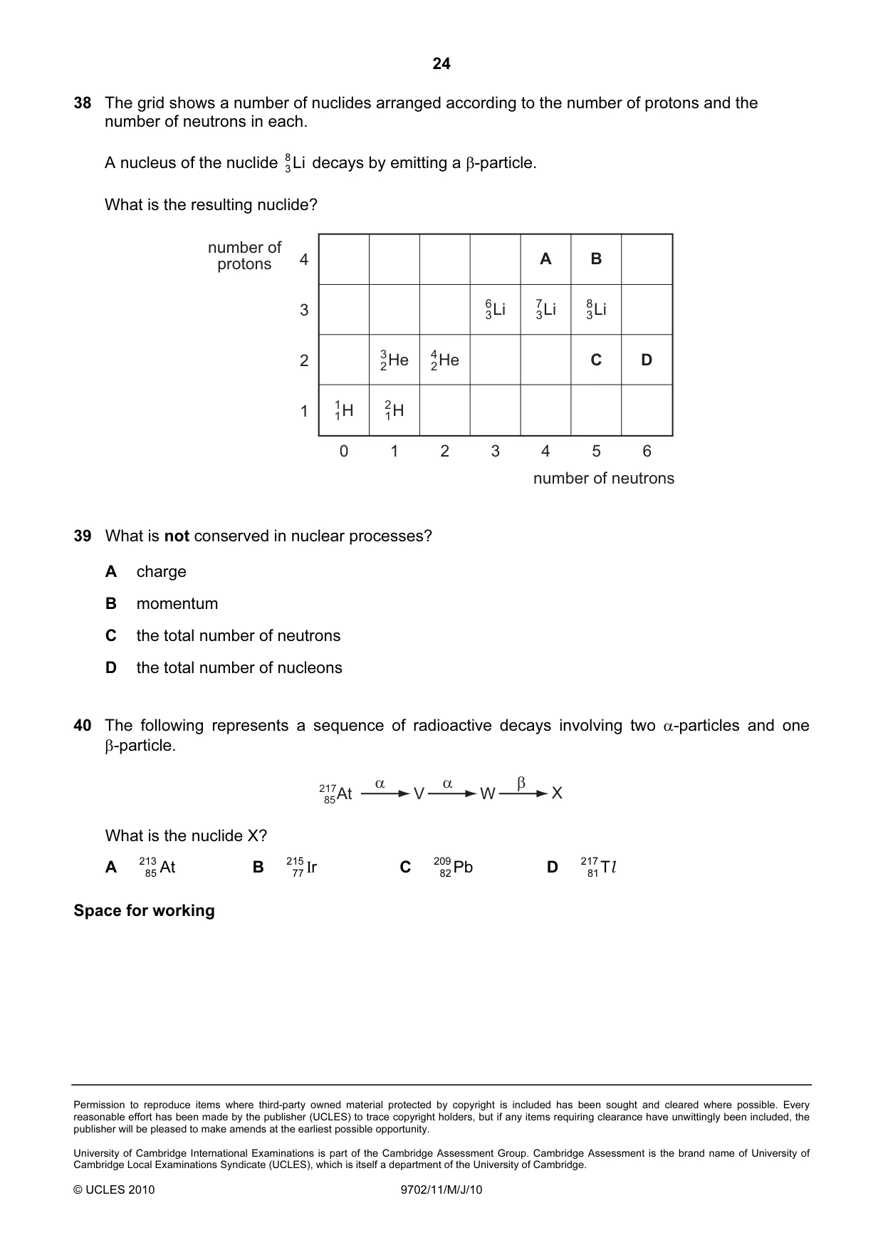 Cambridge A Level Physics 9702 2010 May/June Paper 1 · Variant 1 question paper, page 24 of 24