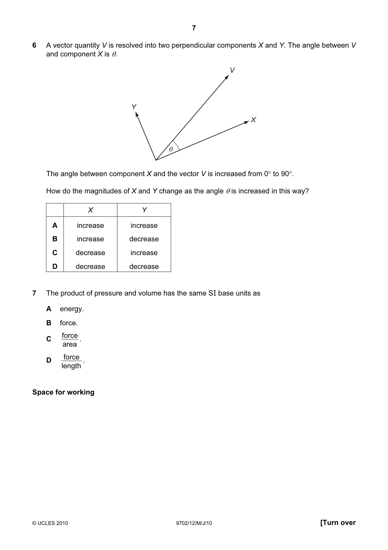 Cambridge A Level Physics 9702 2010 May/June Paper 1 · Variant 2 question paper, page 7 of 24