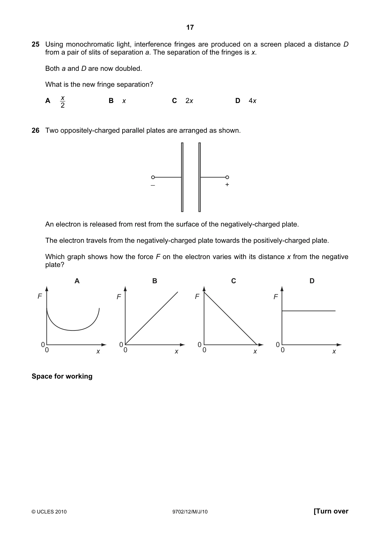 Cambridge A Level Physics 9702 2010 May/June Paper 1 · Variant 2 question paper, page 17 of 24