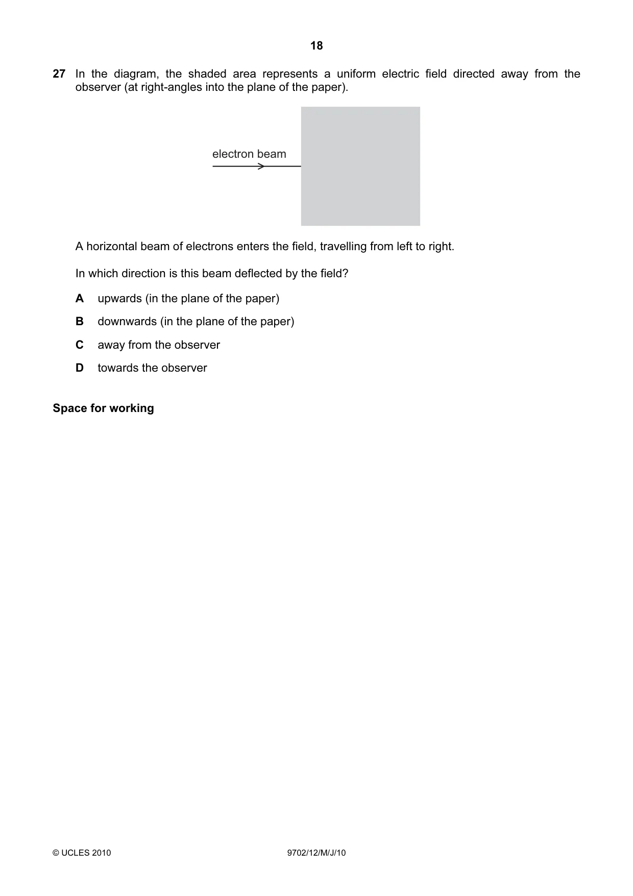 Cambridge A Level Physics 9702 2010 May/June Paper 1 · Variant 2 question paper, page 18 of 24