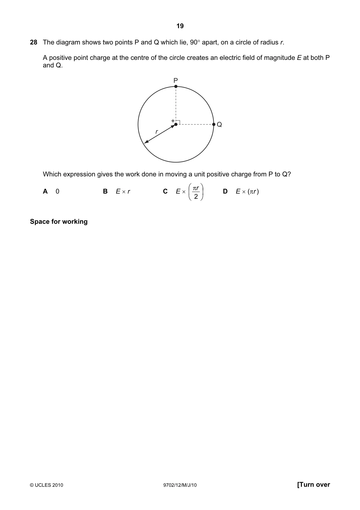 Cambridge A Level Physics 9702 2010 May/June Paper 1 · Variant 2 question paper, page 19 of 24
