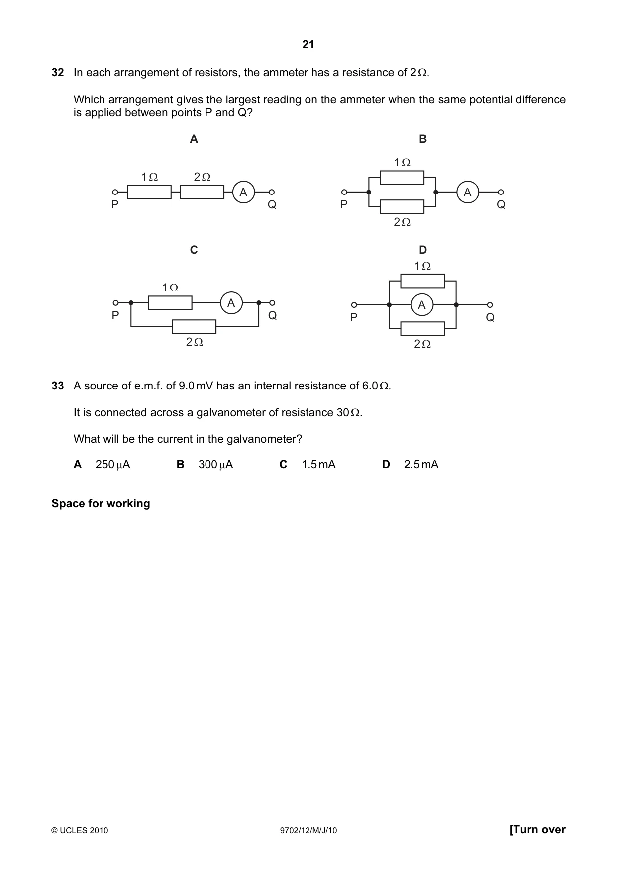 Cambridge A Level Physics 9702 2010 May/June Paper 1 · Variant 2 question paper, page 21 of 24