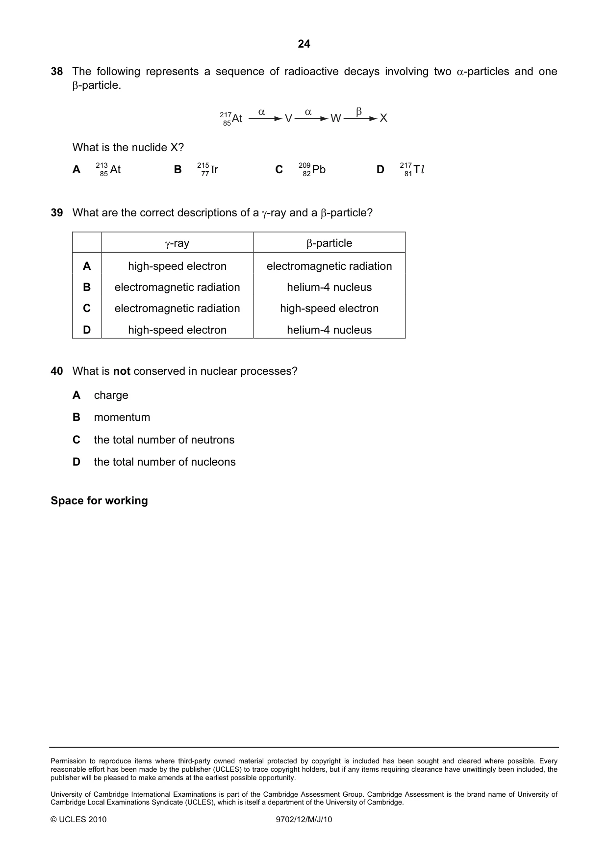 Cambridge A Level Physics 9702 2010 May/June Paper 1 · Variant 2 question paper, page 24 of 24