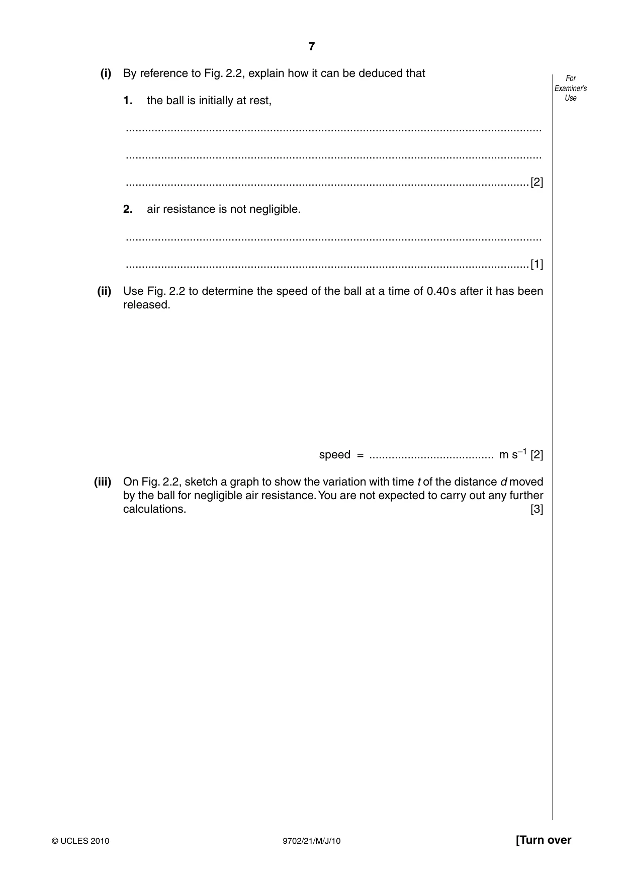 Cambridge A Level Physics 9702 2010 May/June Paper 2 · Variant 1 question paper, page 7 of 20