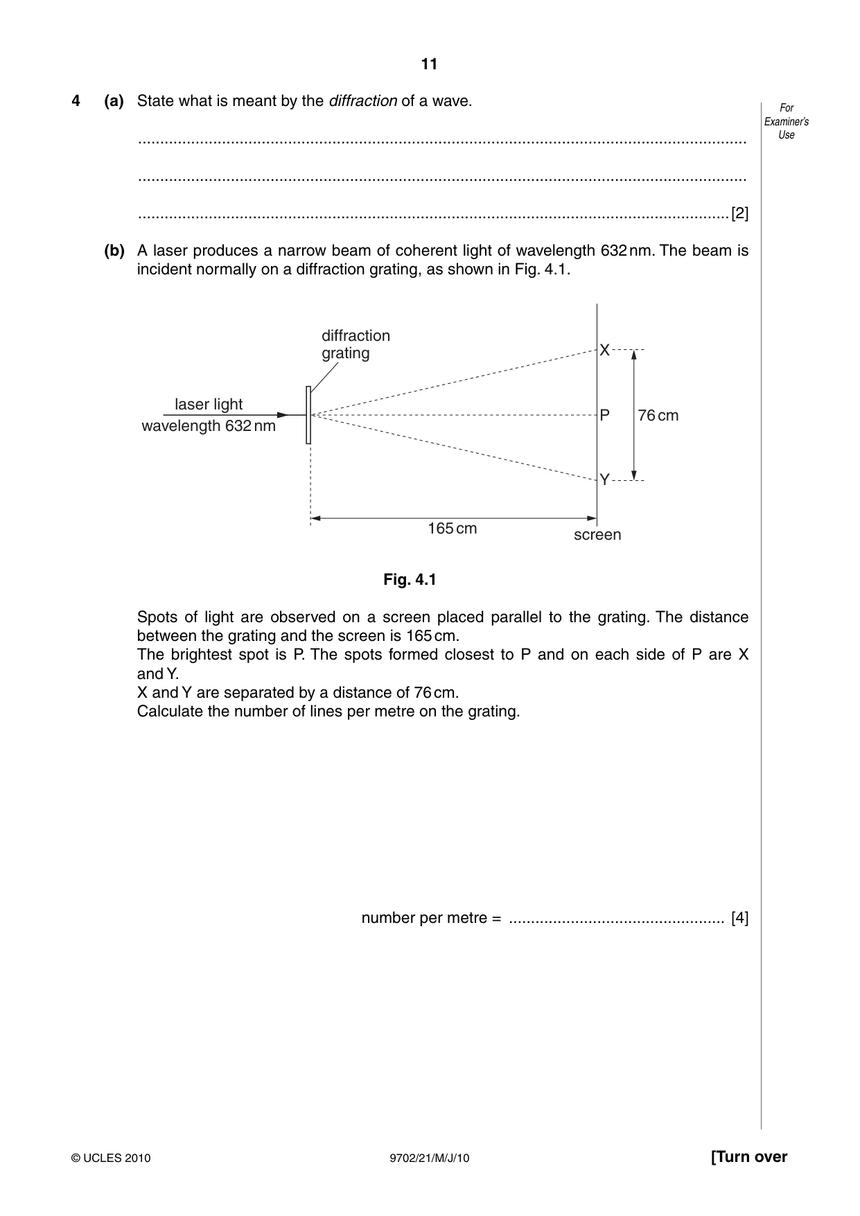 Cambridge A Level Physics 9702 2010 May/June Paper 2 · Variant 1 question paper, page 11 of 20