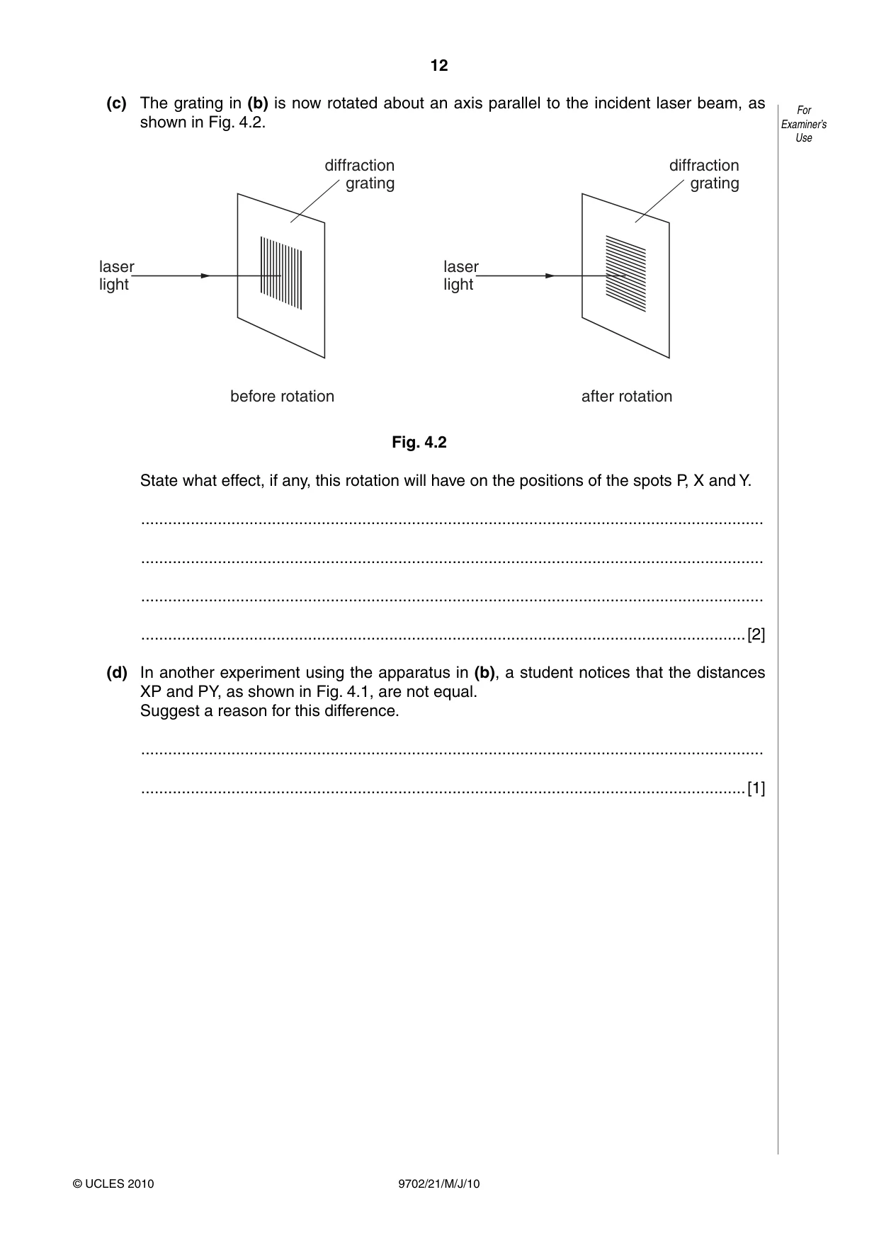 Cambridge A Level Physics 9702 2010 May/June Paper 2 · Variant 1 question paper, page 12 of 20