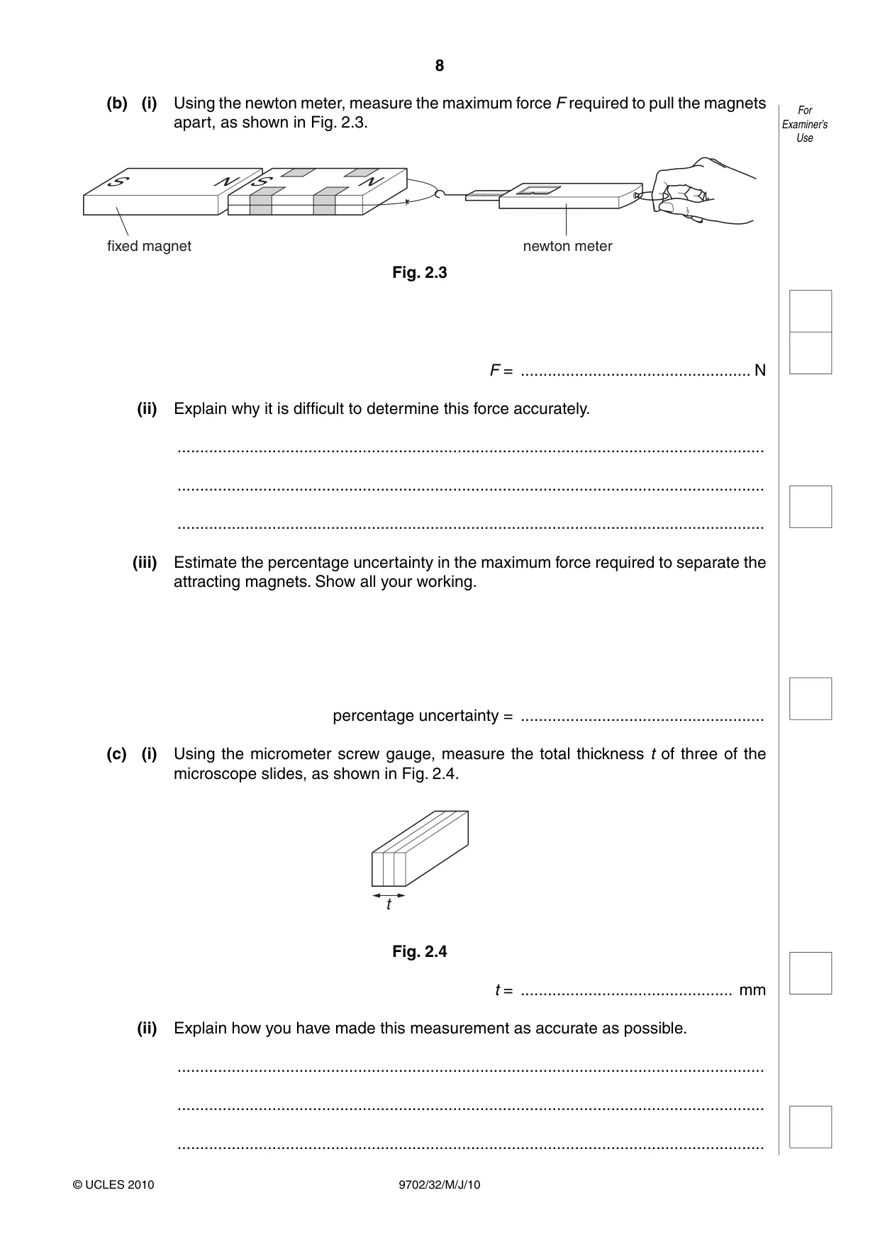 Cambridge A Level Physics 9702 2010 May/June Paper 3 · Variant 2 question paper, page 8 of 12