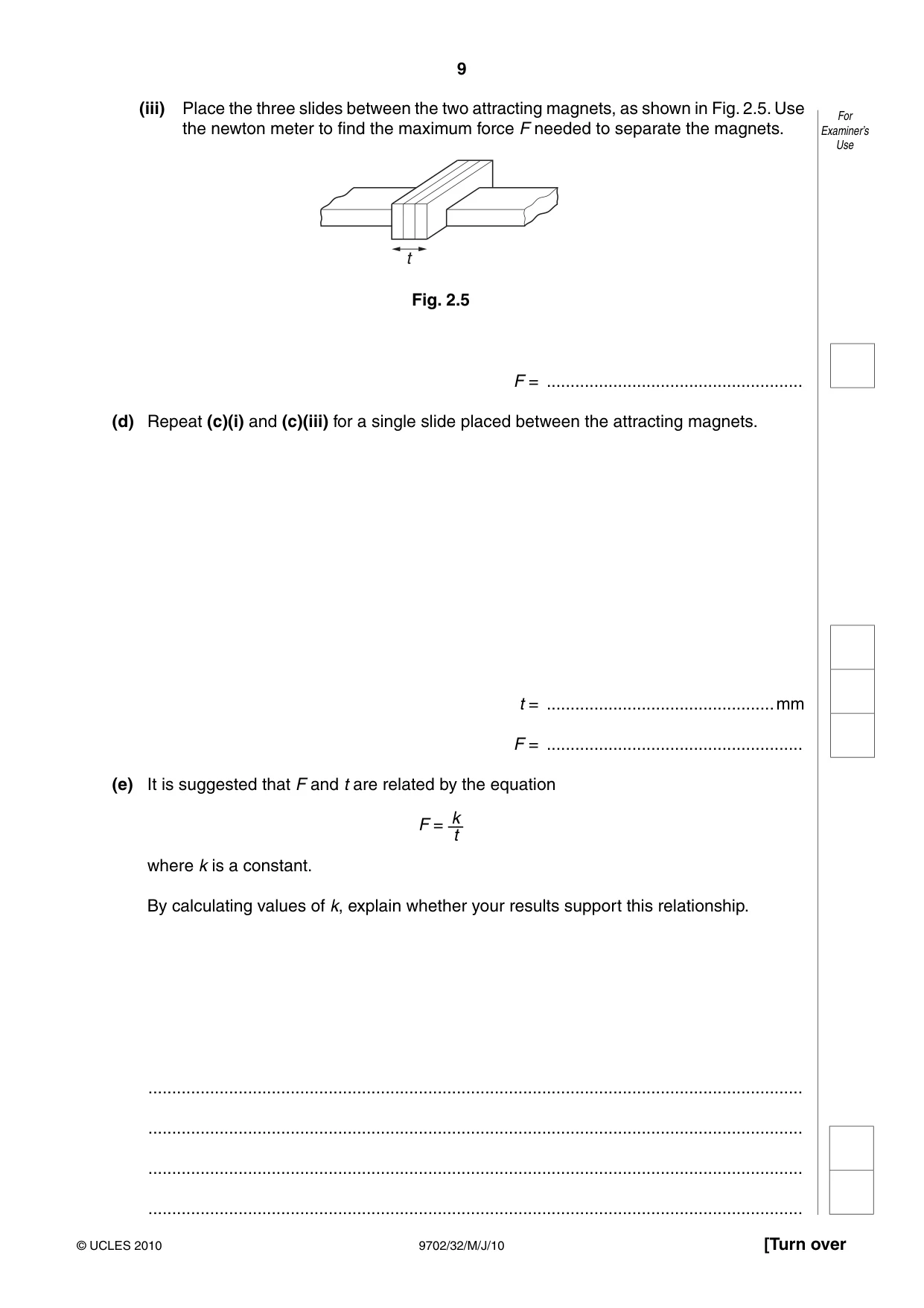 Cambridge A Level Physics 9702 2010 May/June Paper 3 · Variant 2 question paper, page 9 of 12