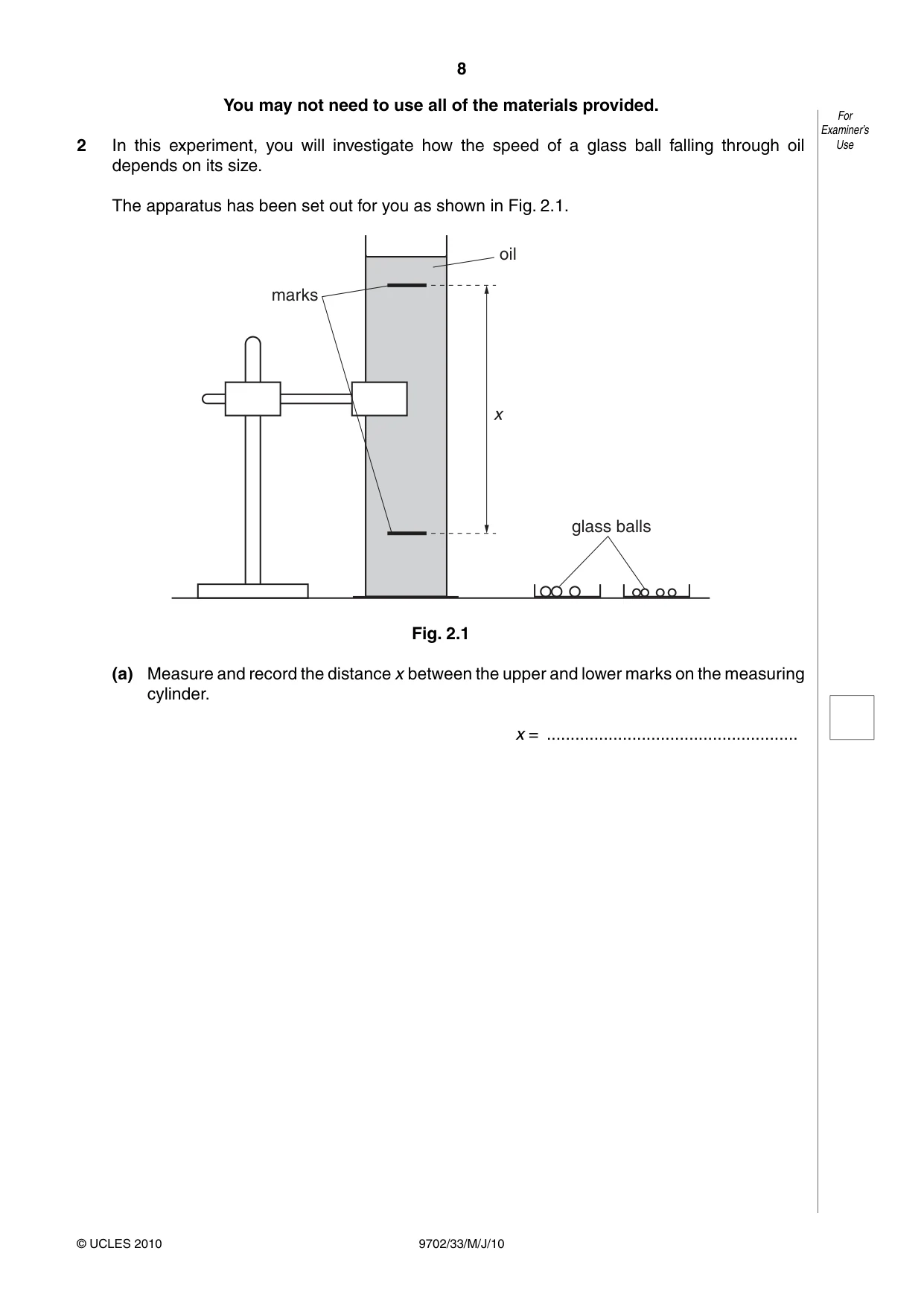 Cambridge A Level Physics 9702 2010 May/June Paper 3 · Variant 3 question paper, page 8 of 12