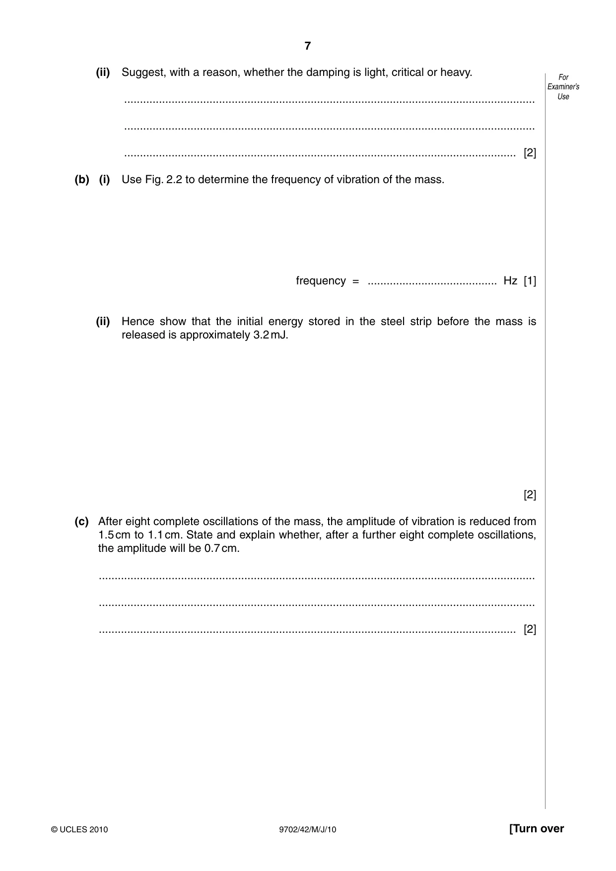 Cambridge A Level Physics 9702 2010 May/June Paper 4 · Variant 2 question paper, page 7 of 20