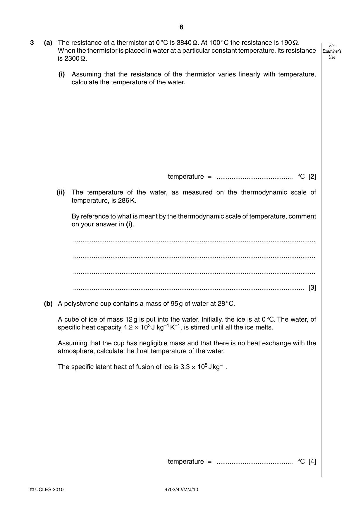 Cambridge A Level Physics 9702 2010 May/June Paper 4 · Variant 2 question paper, page 8 of 20