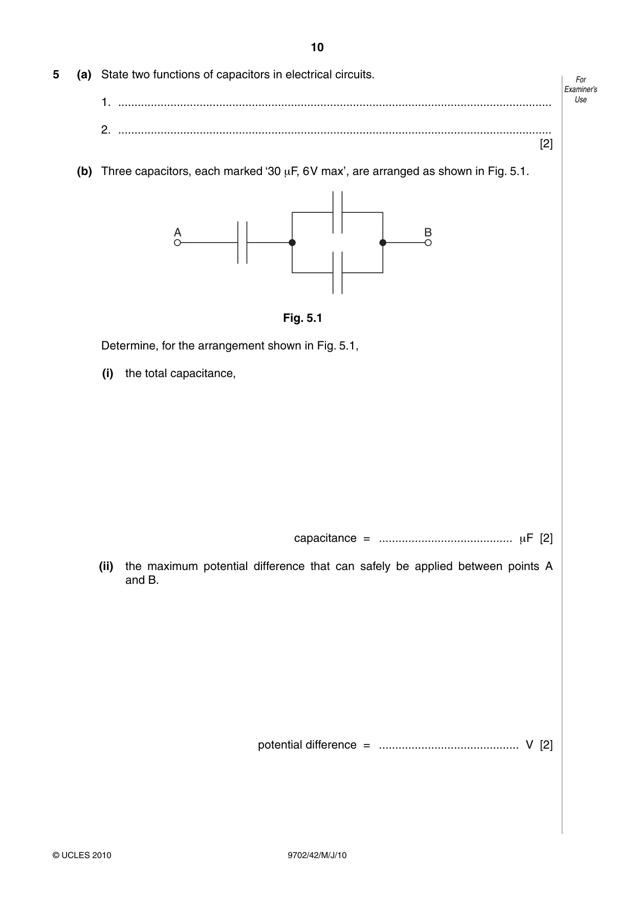 Cambridge A Level Physics 9702 2010 May/June Paper 4 · Variant 2 question paper, page 10 of 20
