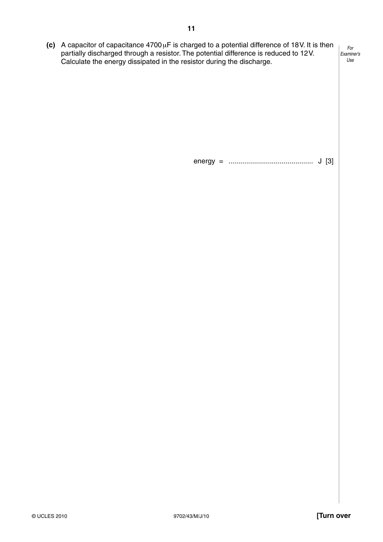Cambridge A Level Physics 9702 2010 May/June Paper 4 · Variant 3 question paper, page 11 of 20