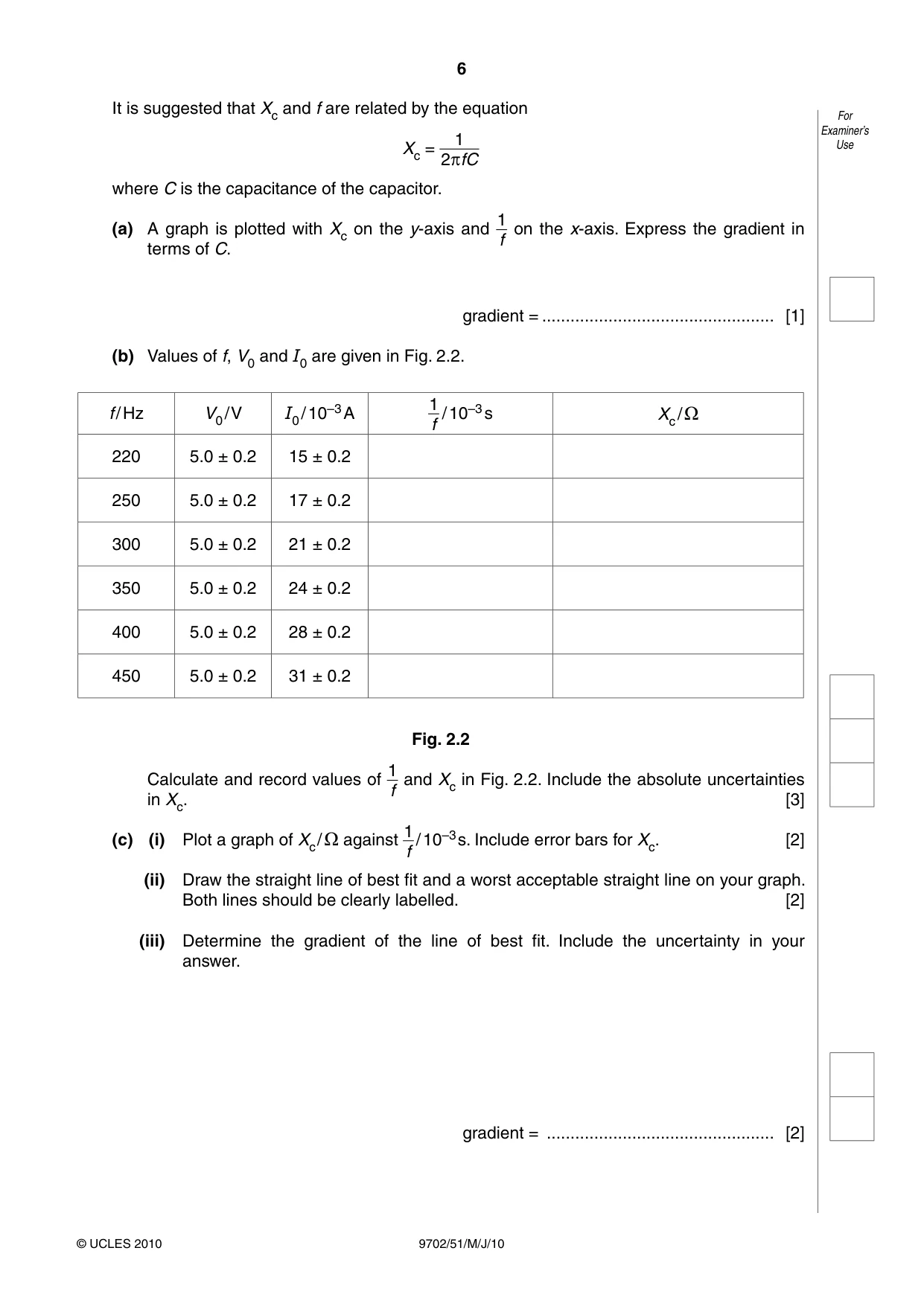 Cambridge A Level Physics 9702 2010 May/June Paper 5 · Variant 1 question paper, page 6 of 8
