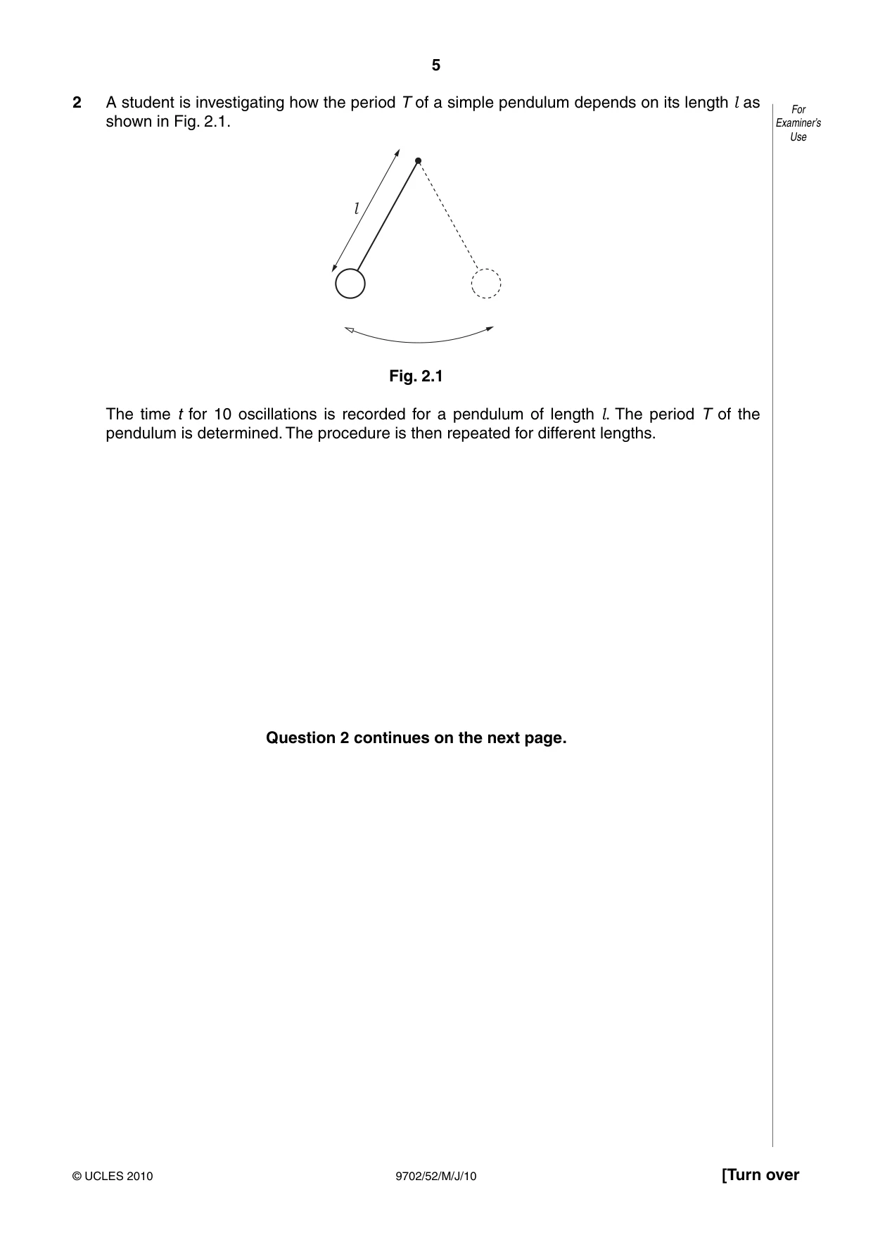 Cambridge A Level Physics 9702 2010 May/June Paper 5 · Variant 2 question paper, page 5 of 8
