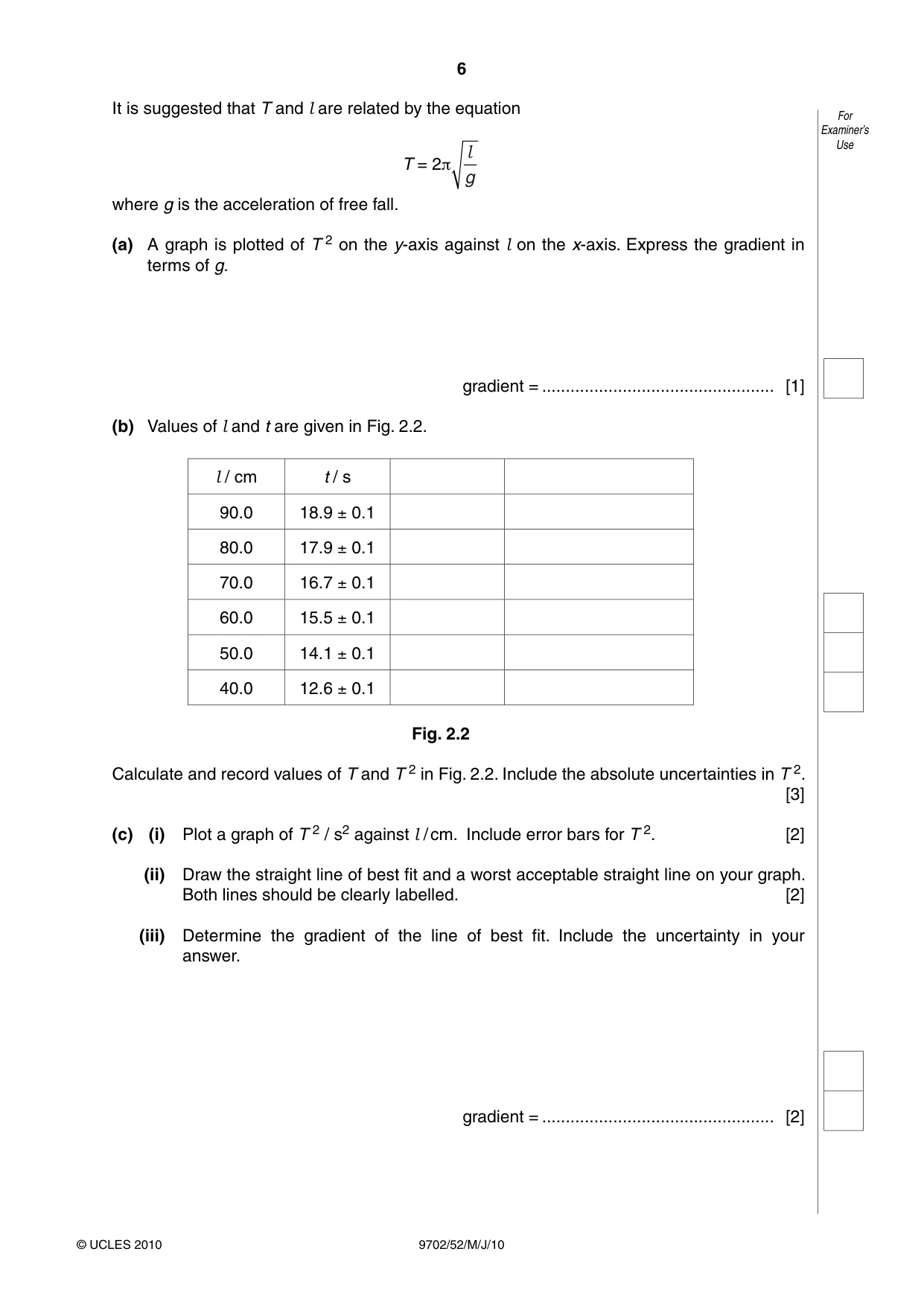 Cambridge A Level Physics 9702 2010 May/June Paper 5 · Variant 2 question paper, page 6 of 8