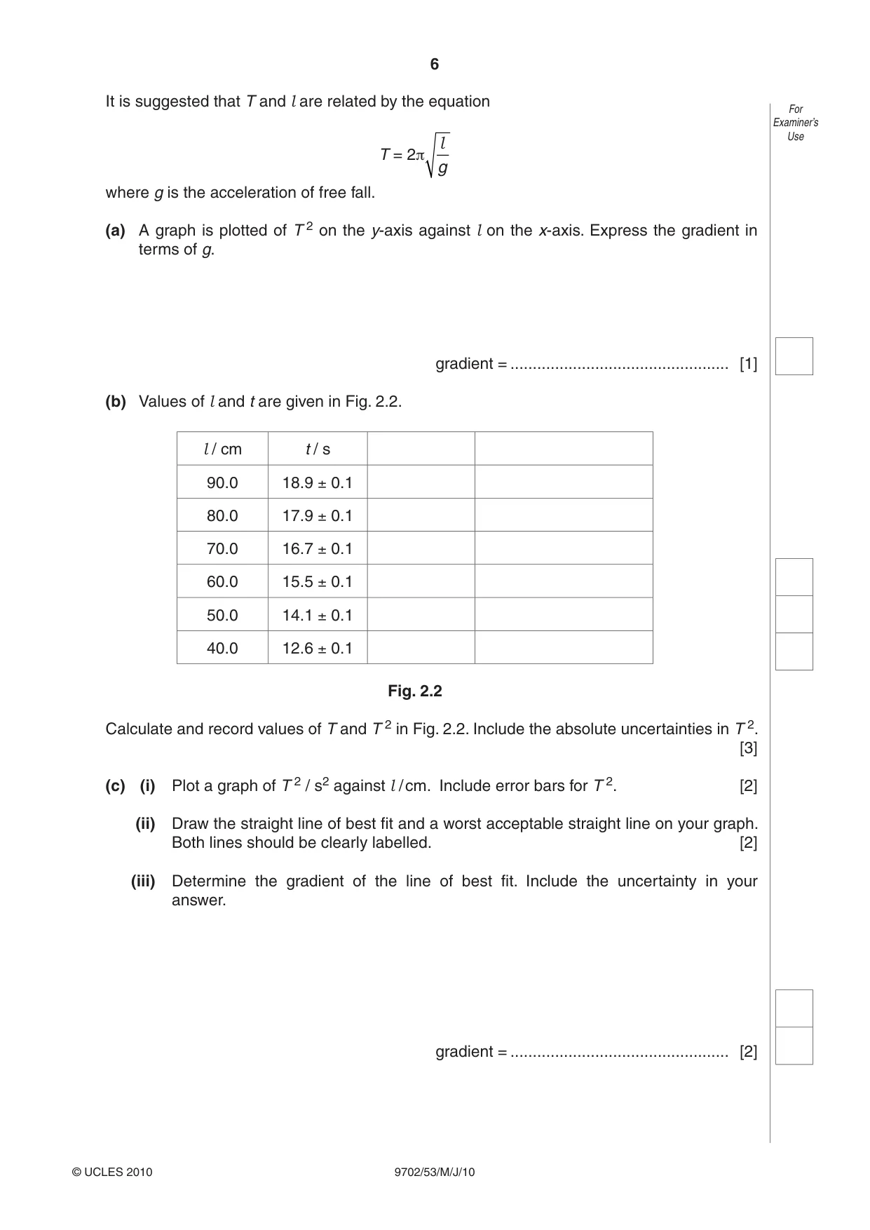 Cambridge A Level Physics 9702 2010 May/June Paper 5 · Variant 3 question paper, page 6 of 8