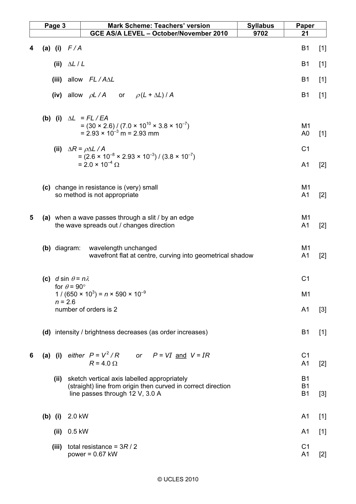 Mark scheme, page 3 of 4