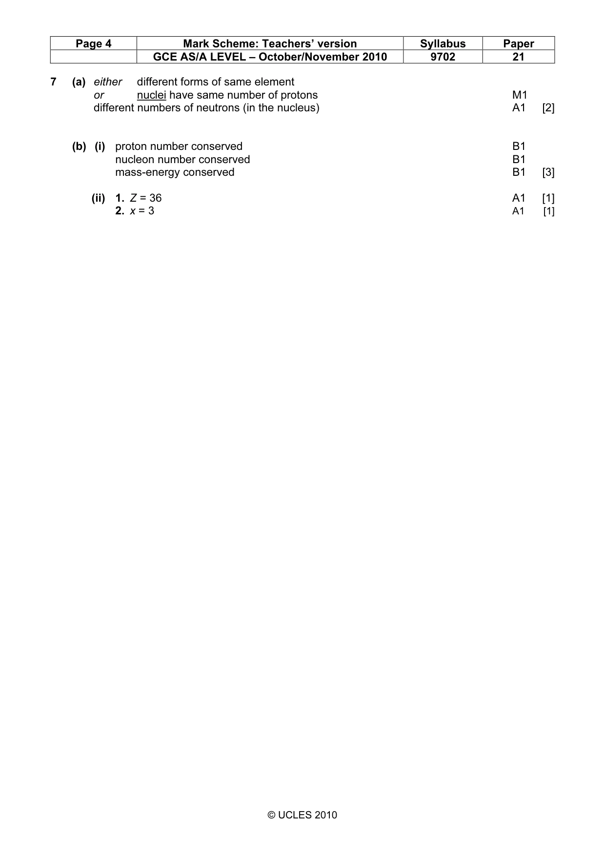 Mark scheme, page 4 of 4