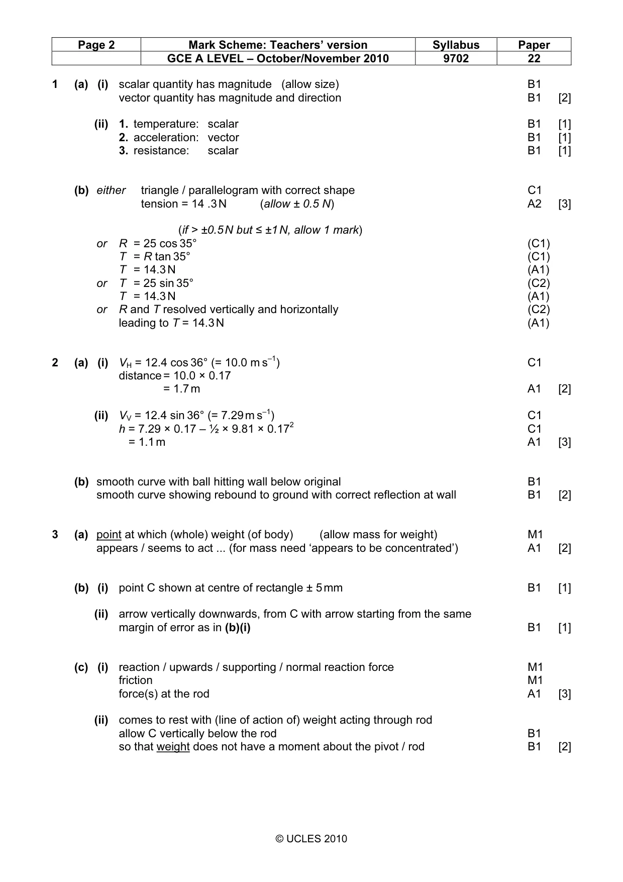 Mark scheme, page 2 of 4