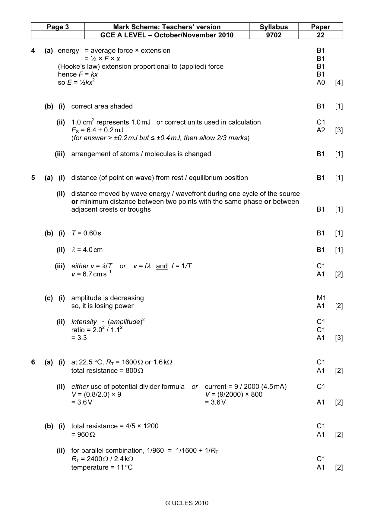 Mark scheme, page 3 of 4