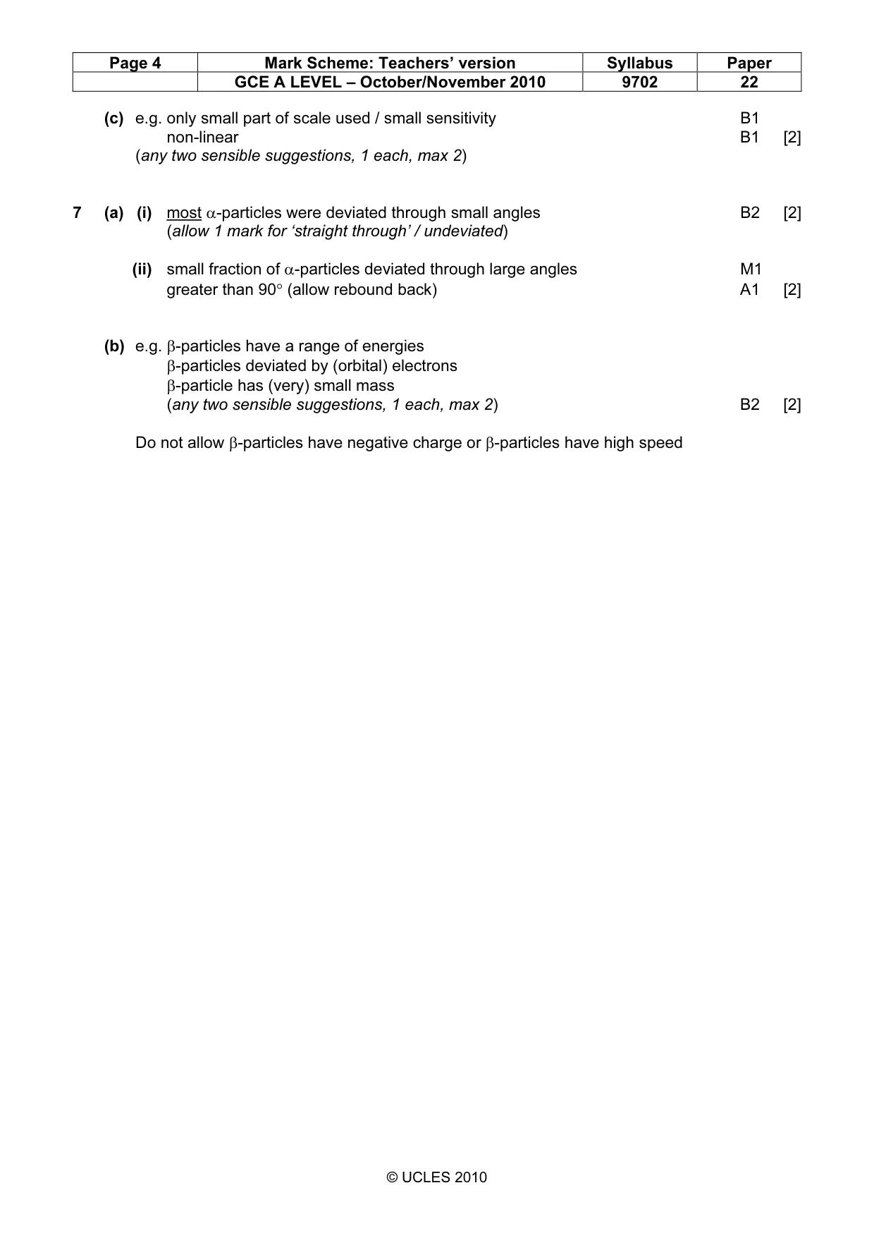 Mark scheme, page 4 of 4
