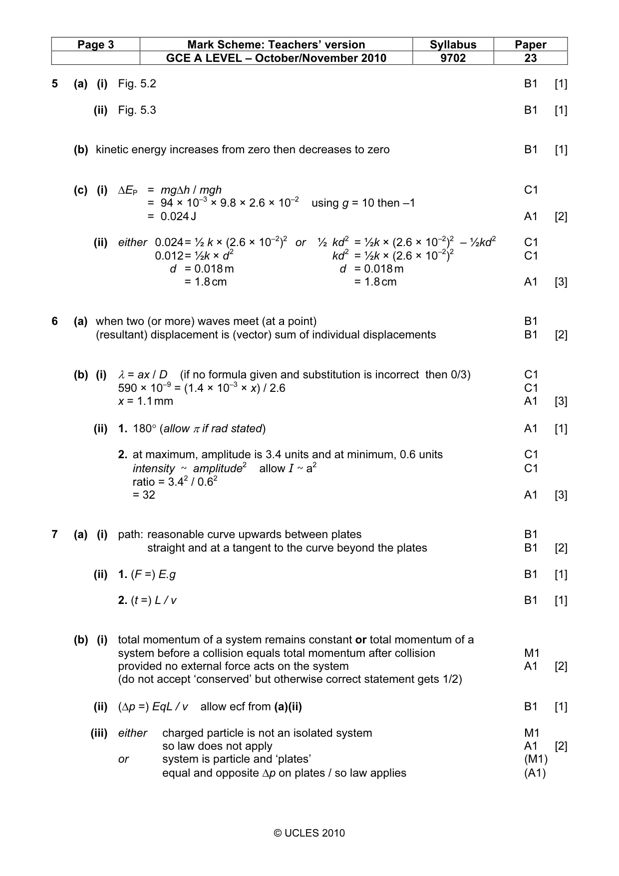 Mark scheme, page 3 of 4